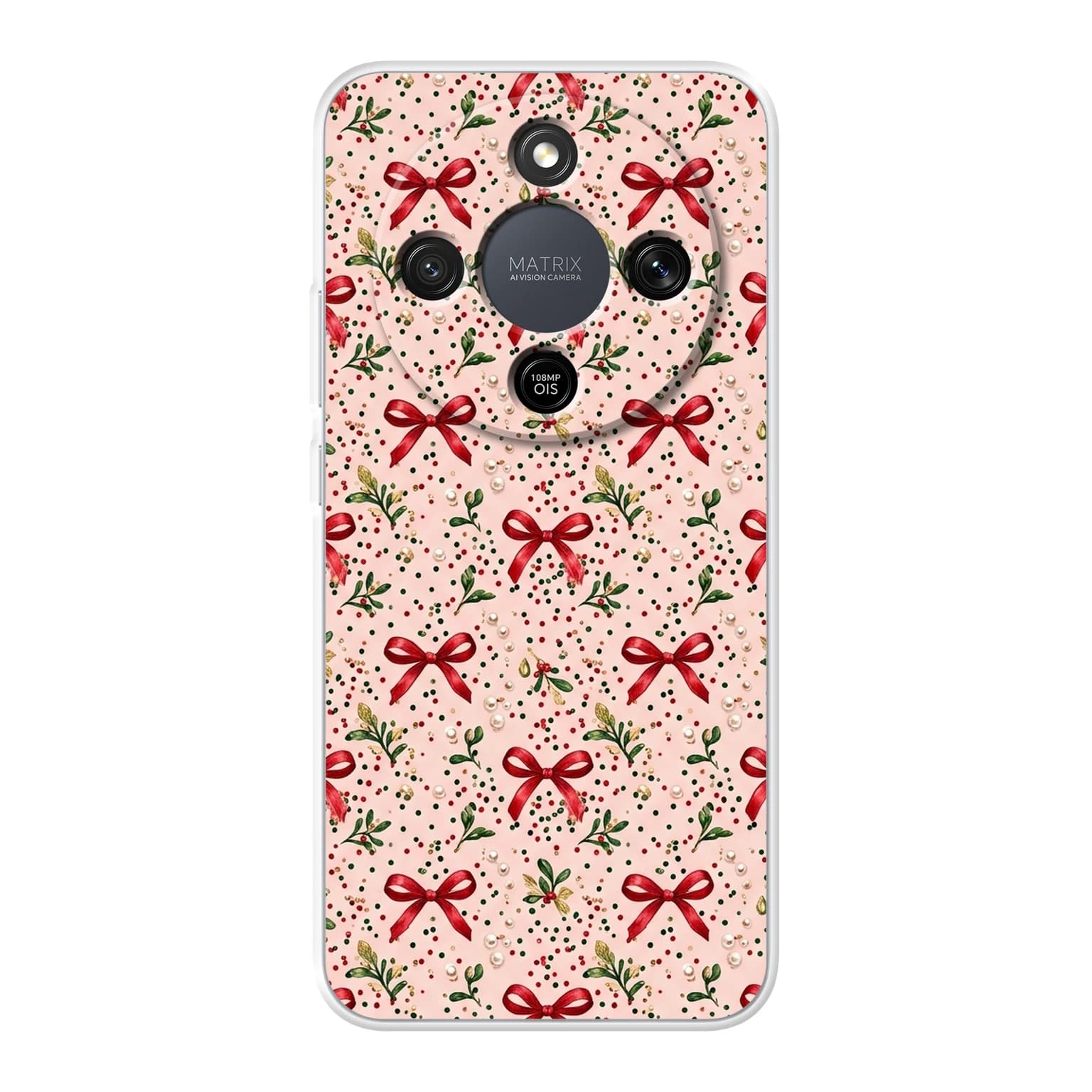 Transparent mjukt skal med namn för Honor MAGIC8 Lite - Motiv: Coquette Holiday Bows Design (tryckt design)
