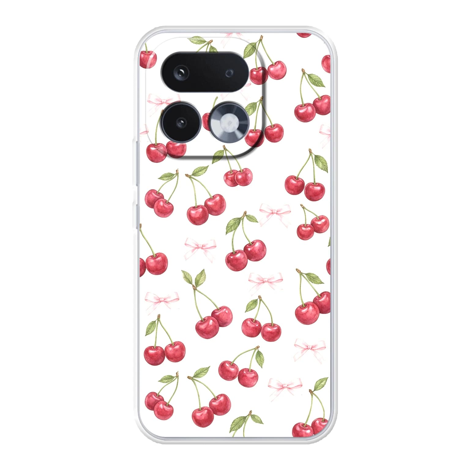 Transparent mjukt skal med namn för realme 16 Pro - Motiv: Cherry Bow Toss Design (tryckt design)