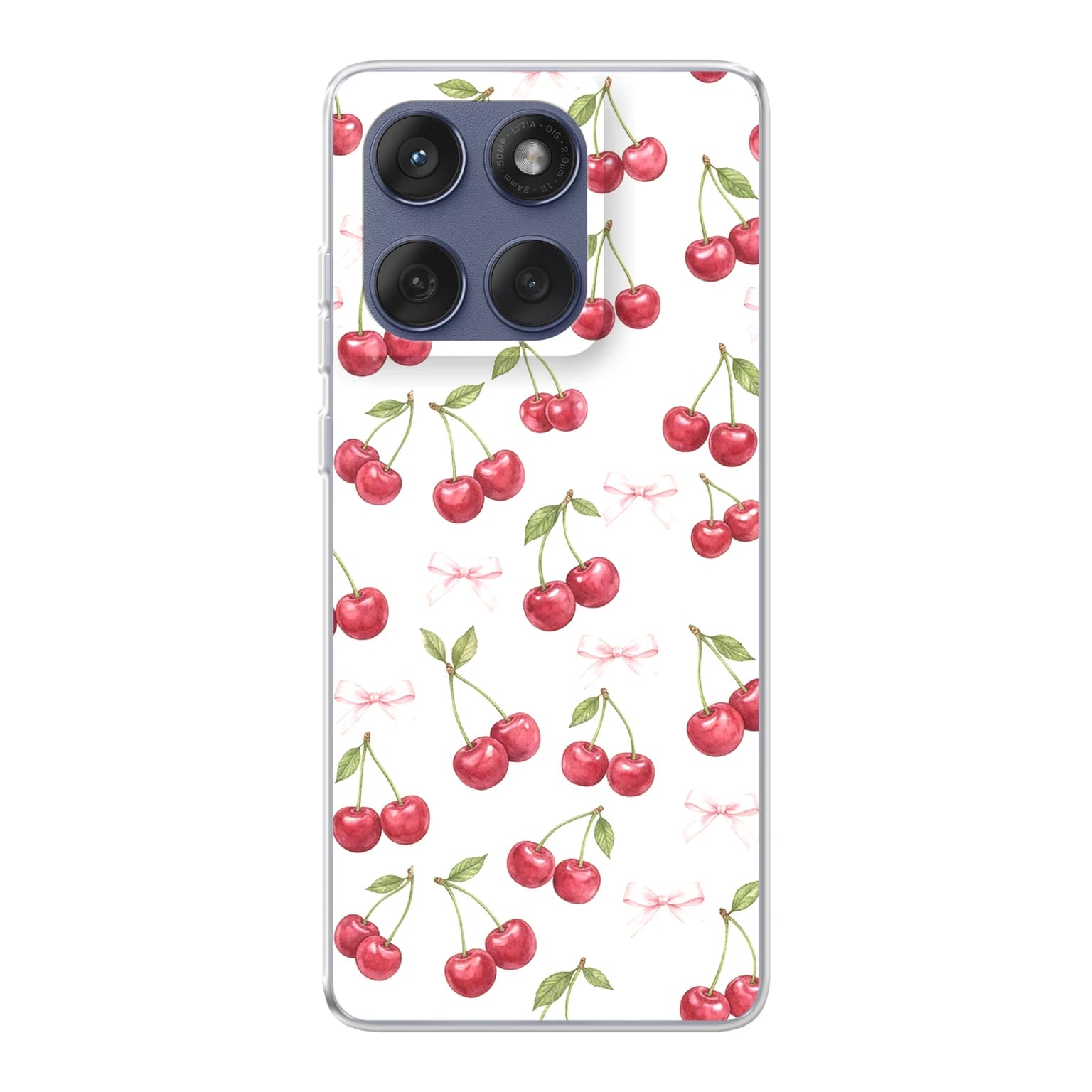 Transparent mjukt skal med namn för Motorola Edge 60 - Motiv: Cherry Bow Toss Design (tryckt design)