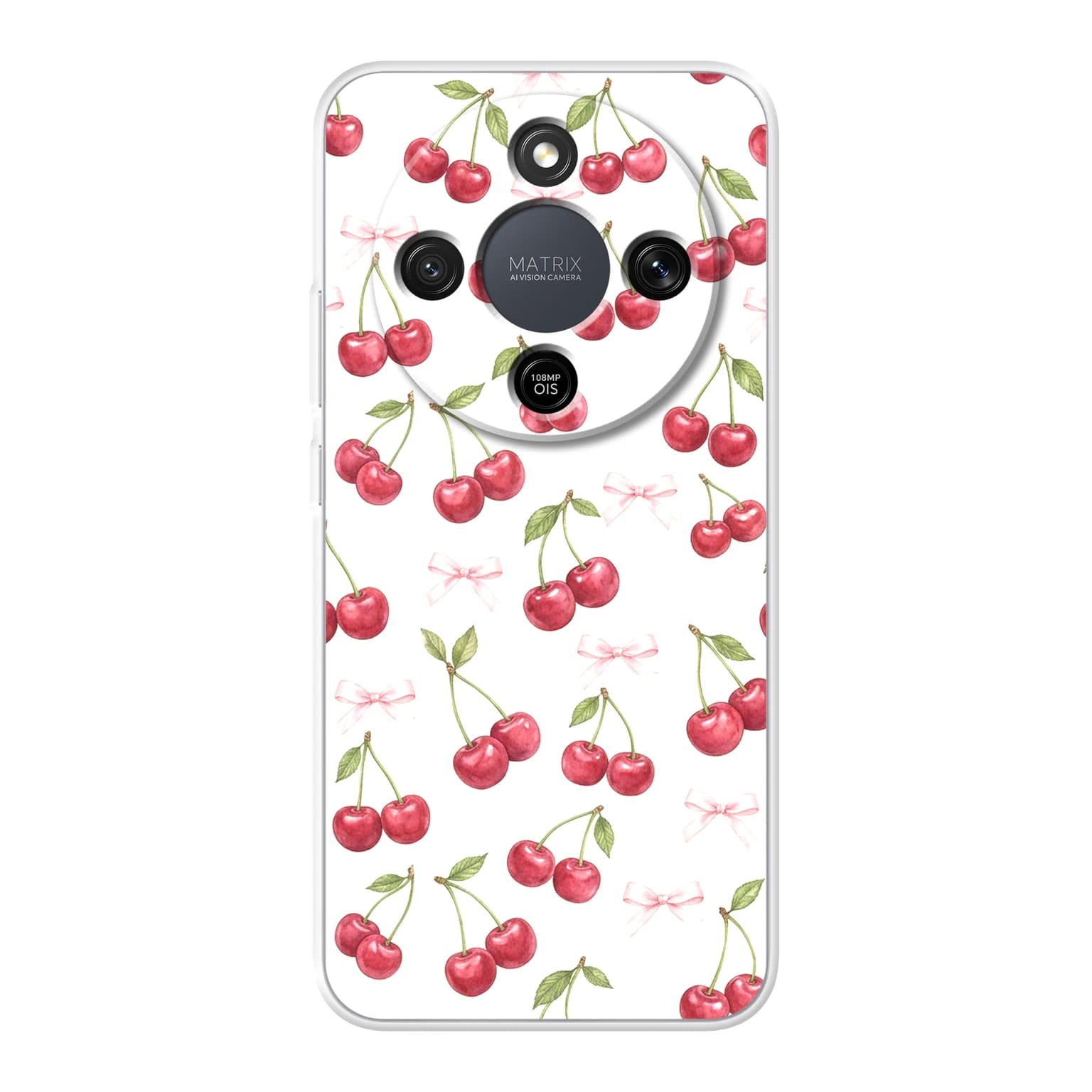 Transparent mjukt skal med namn för Honor MAGIC8 Lite - Motiv: Cherry Bow Toss Design (tryckt design)