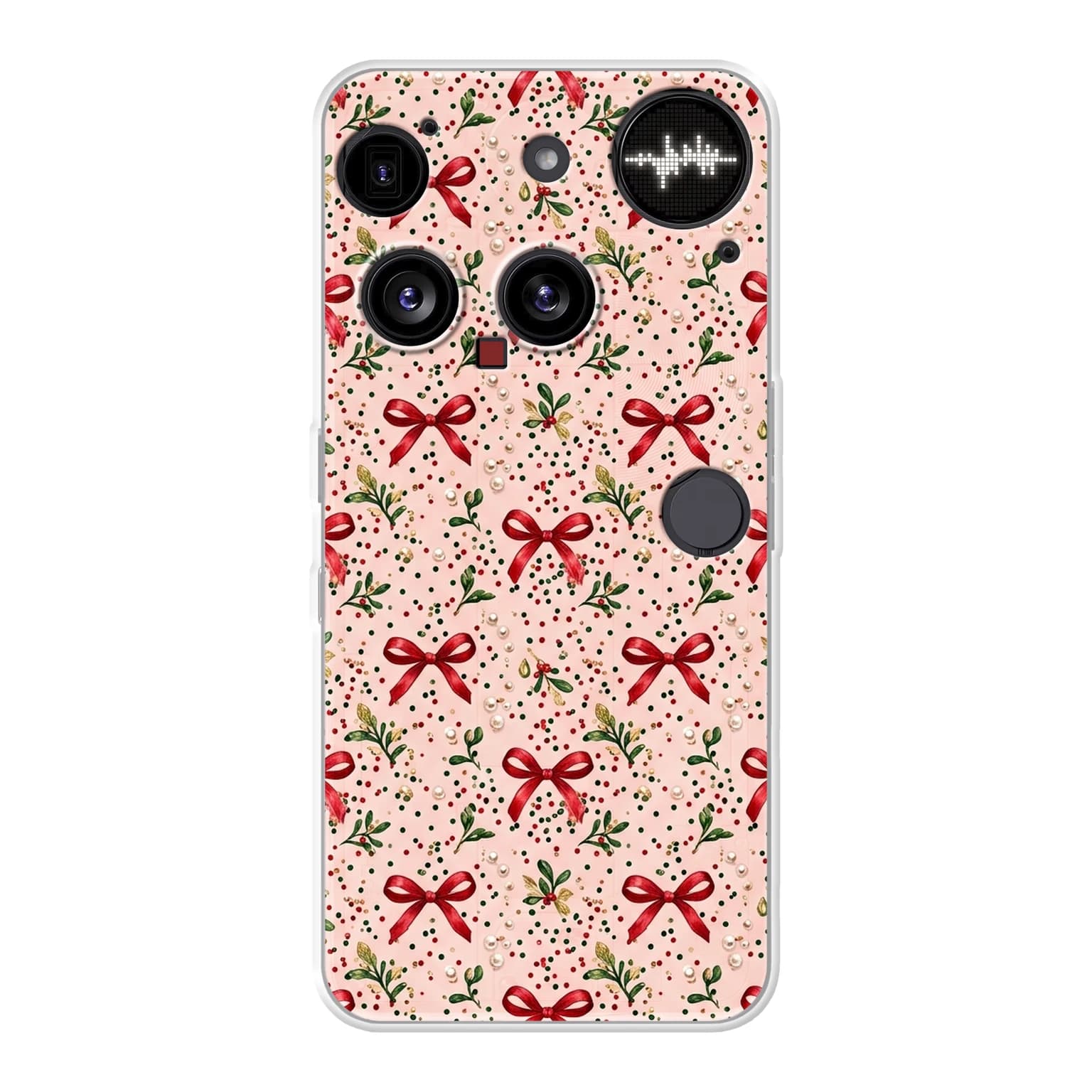 Transparent mjukt skal med namn för Nothing Phone (3) - Motiv: Coquette Holiday Bows Design (tryckt design)