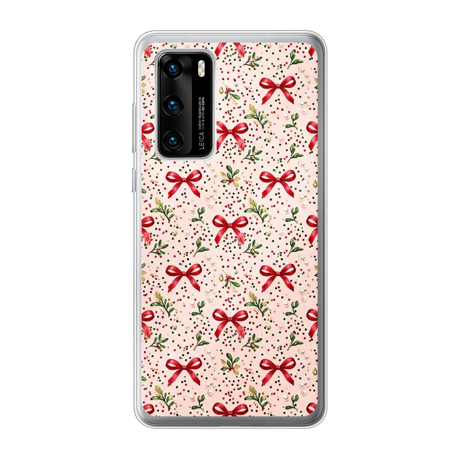 Transparent mjukt skal med namn för Huawei P40 - Motiv: Coquette Holiday Bows Design (tryckt design)