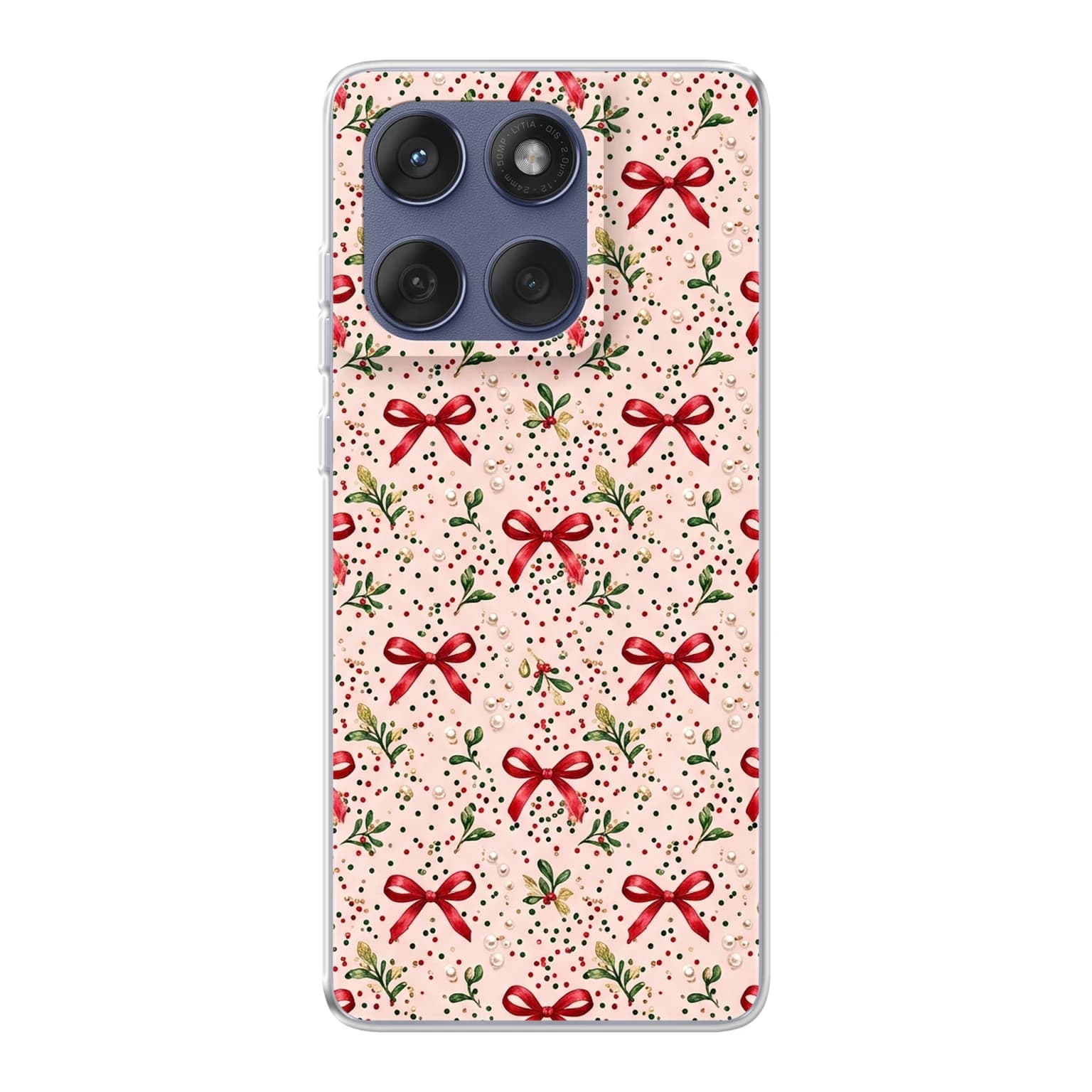 Transparent mjukt skal med namn för Motorola Edge 60 - Motiv: Coquette Holiday Bows Design (tryckt design)