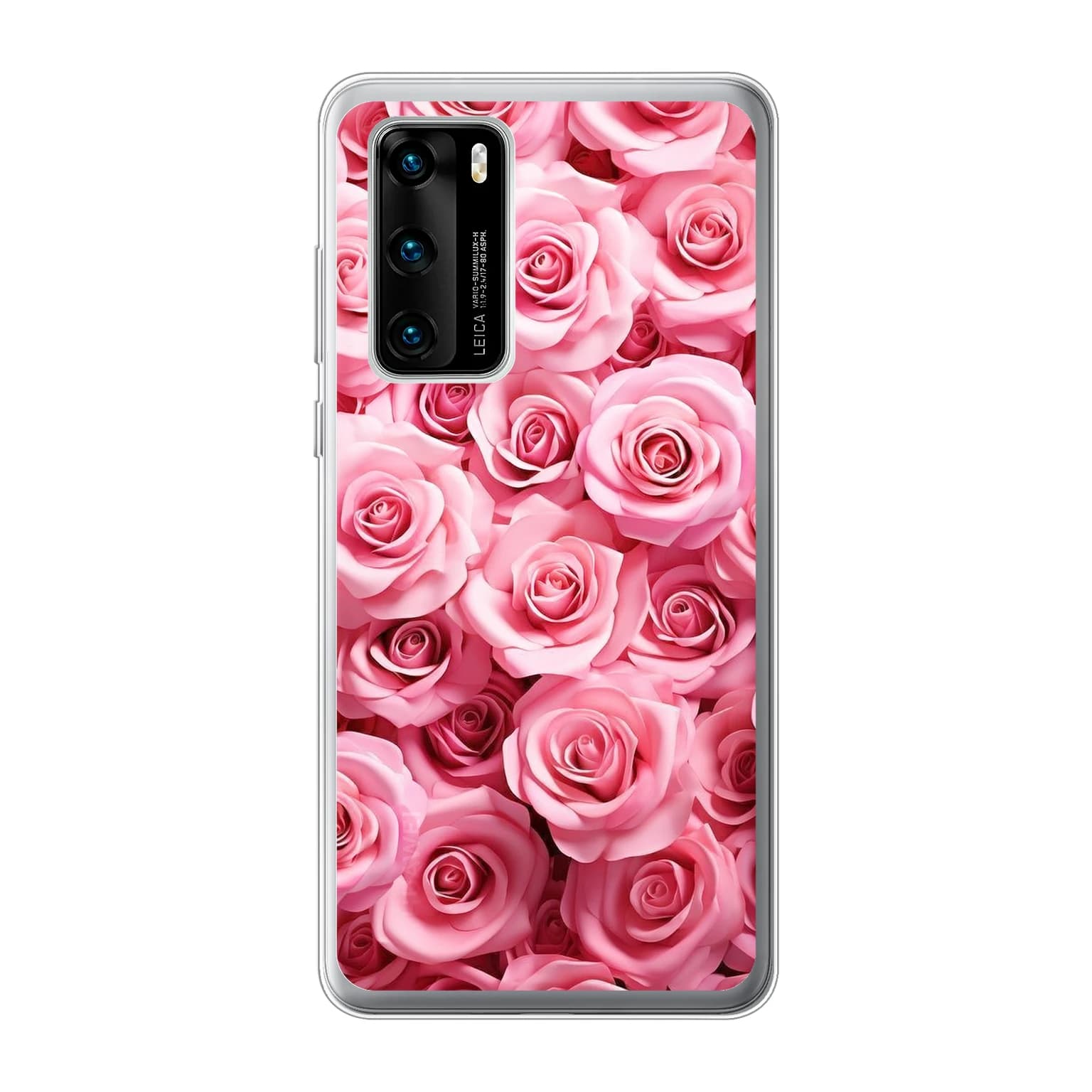 Transparent mjukt skal med namn för Huawei P40 - Motiv: Blushing Rose Garden Design 1 (tryckt design)