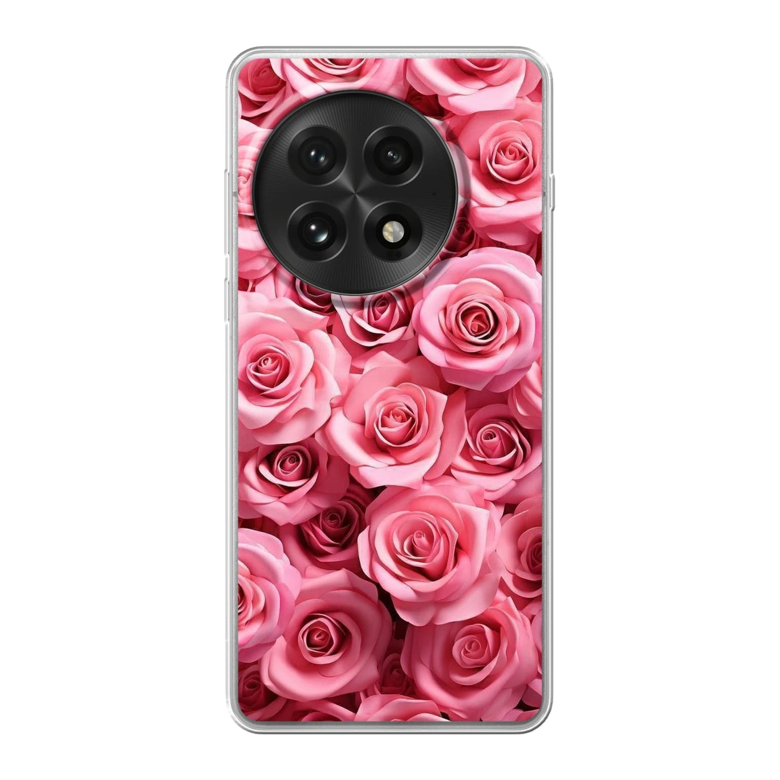 Transparent mjukt skal med namn för OnePlus 13 - Motiv: Blushing Rose Garden Design 1 (tryckt design)