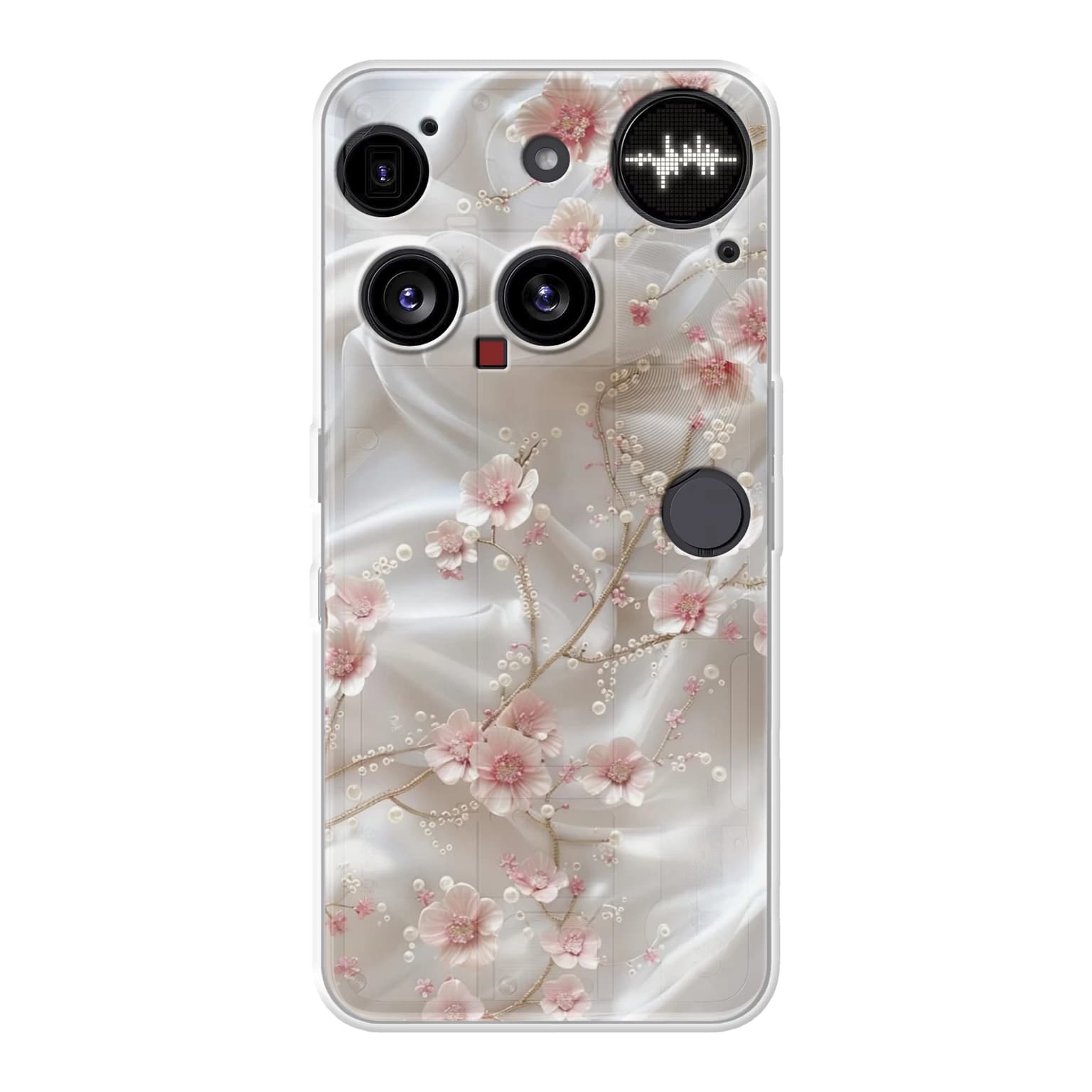 Transparent mjukt skal med namn för Nothing Phone (3) - Motiv: Graceful Pearl Blossom Design (tryckt design)