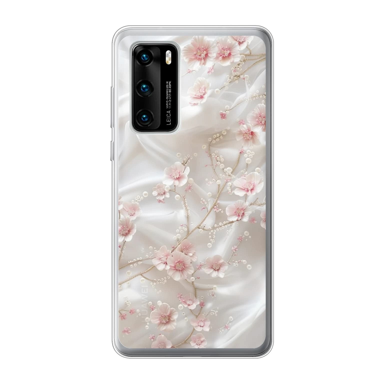 Transparent mjukt skal med namn för Huawei P40 - Motiv: Graceful Pearl Blossom Design (tryckt design)