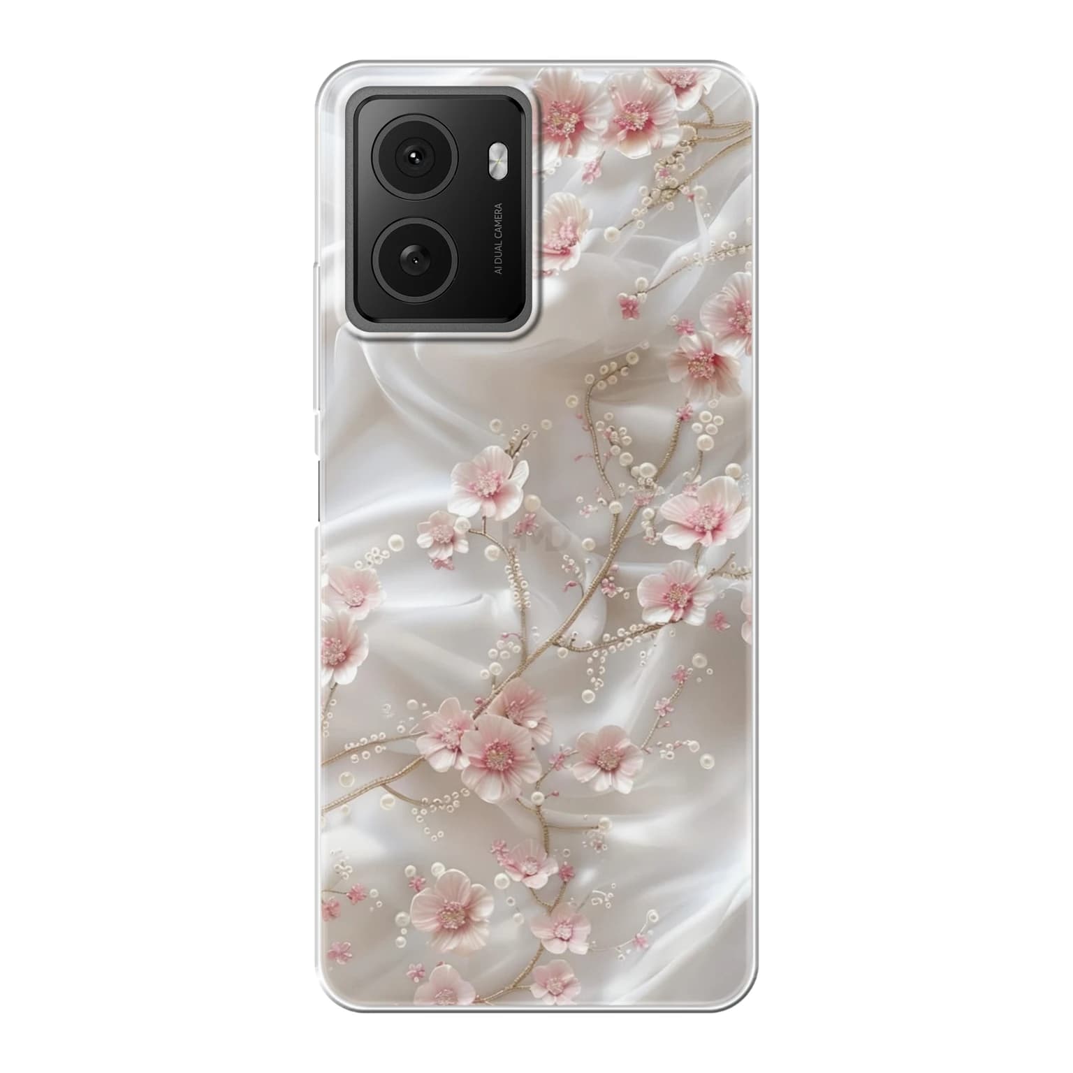 Transparent mjukt skal med namn för HMD Pulse Pro - Motiv: Graceful Pearl Blossom Design (tryckt design)