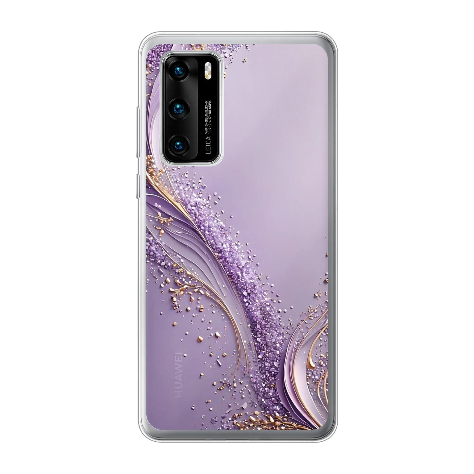 Transparent mjukt skal med namn för Huawei P40 - Motiv: Amethyst Vine Sparkle Design (tryckt design)