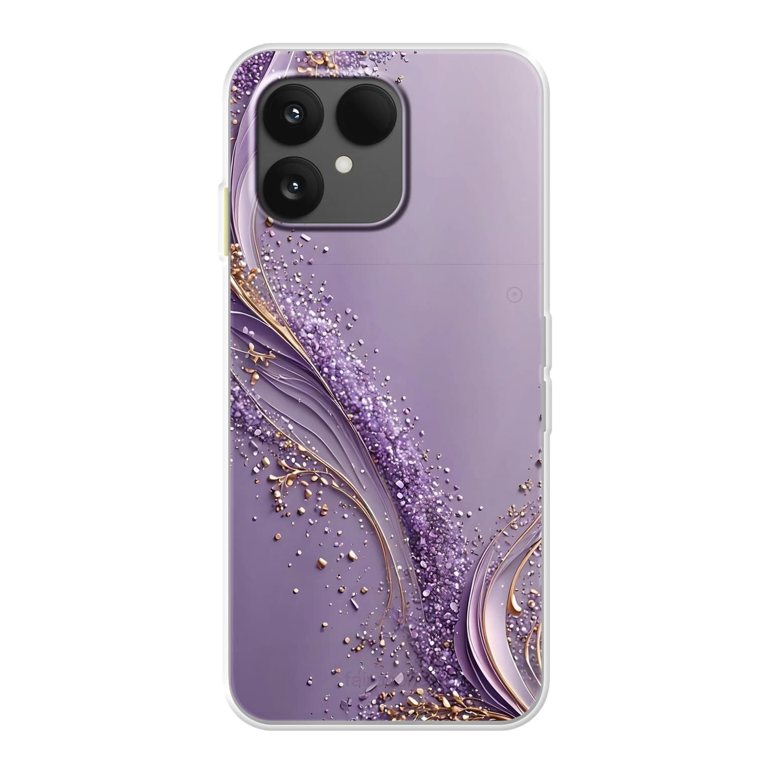 Transparent mjukt skal med namn för Fairphone 6 - Motiv: Amethyst Vine Sparkle Design (tryckt design)