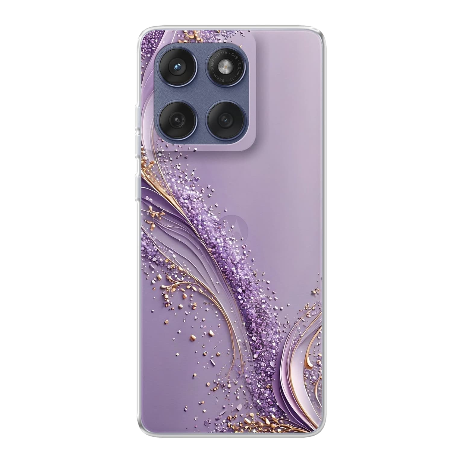Transparent mjukt skal med namn för Motorola Edge 60 - Motiv: Amethyst Vine Sparkle Design (tryckt design)