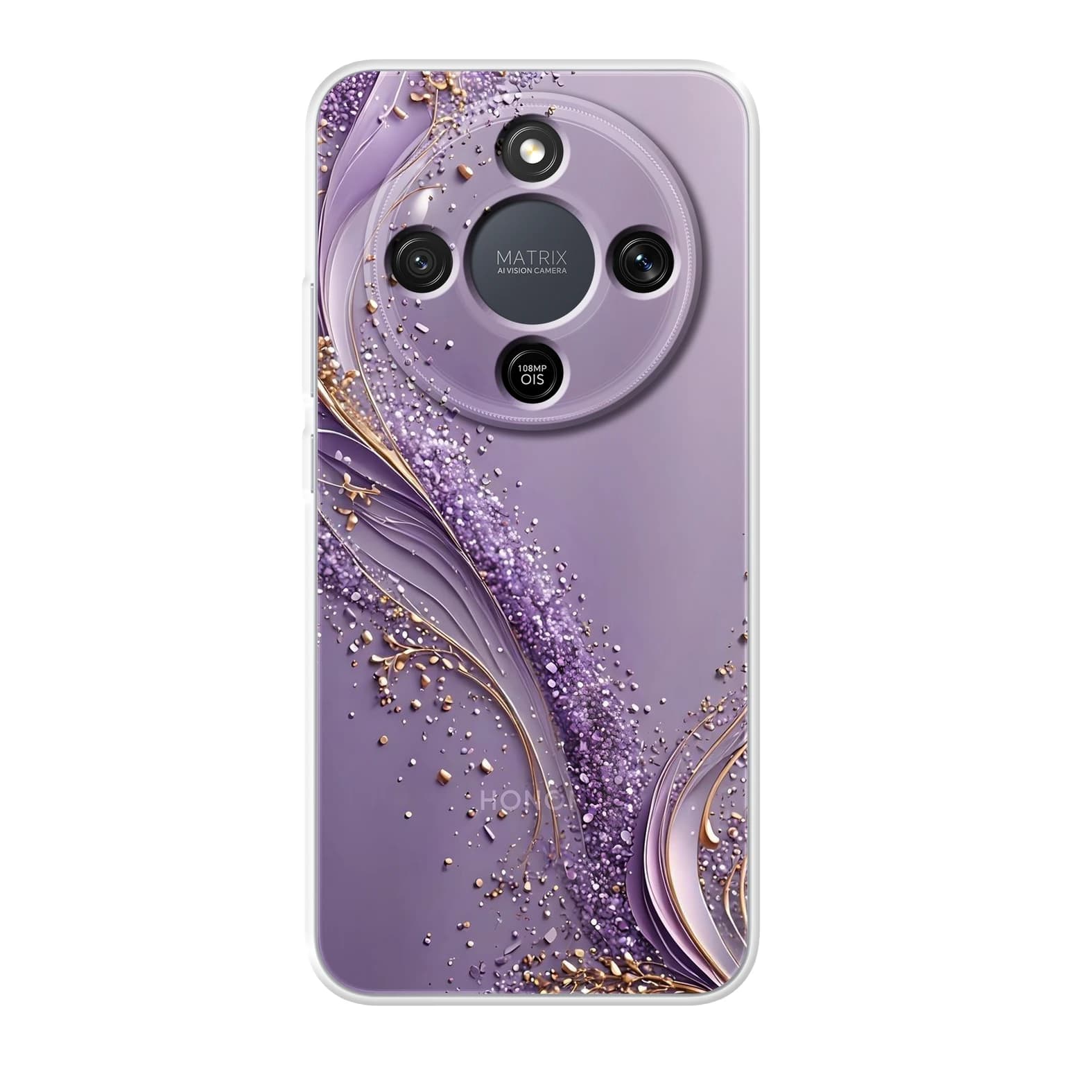 Transparent mjukt skal med namn för Honor MAGIC8 Lite - Motiv: Amethyst Vine Sparkle Design (tryckt design)