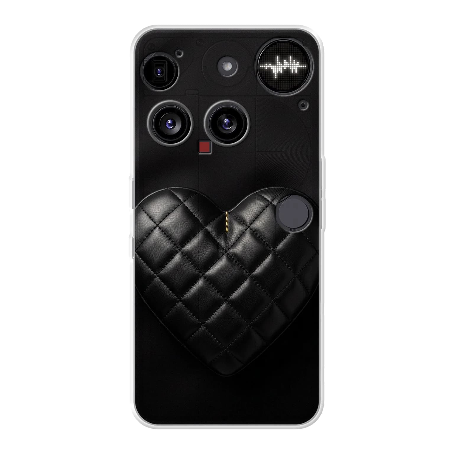 Transparent mjukt skal med namn för Nothing Phone (3) - Motiv: Quilted Lambskin Heart Design (tryckt design)
