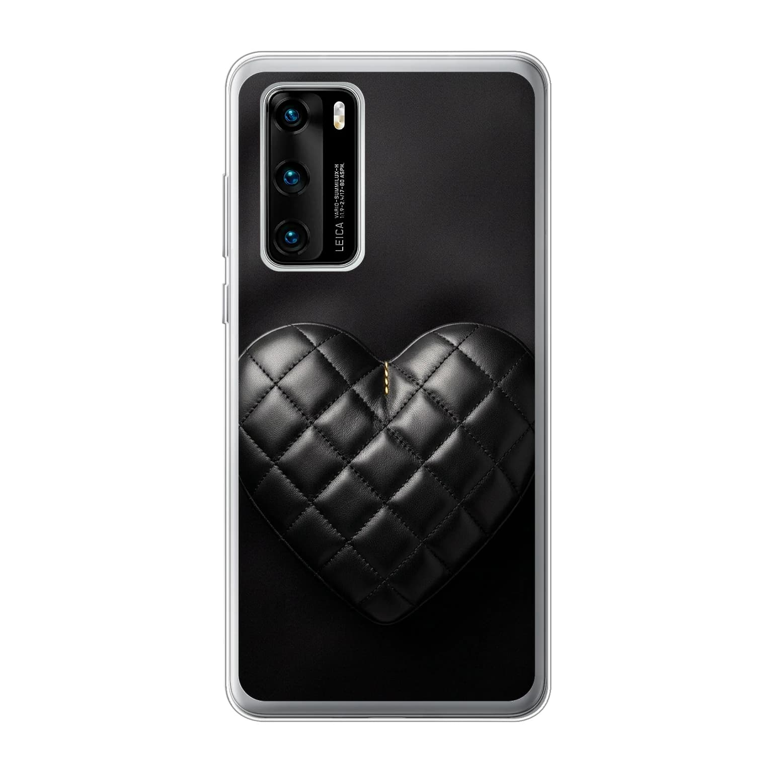 Transparent mjukt skal med namn för Huawei P40 - Motiv: Quilted Lambskin Heart Design (tryckt design)