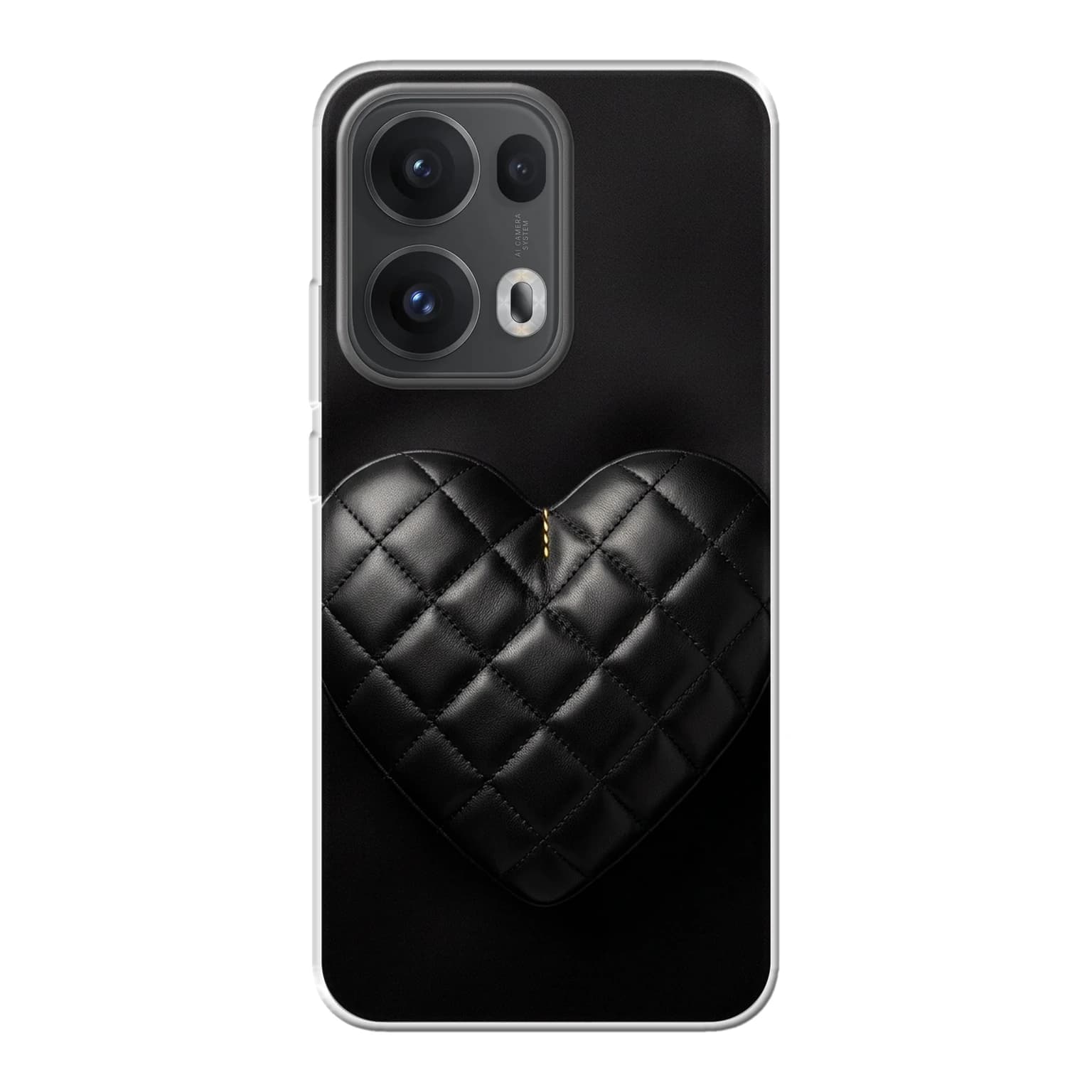 Transparent mjukt skal med namn för Oppo RENO13 Pro - Motiv: Quilted Lambskin Heart Design (tryckt design)