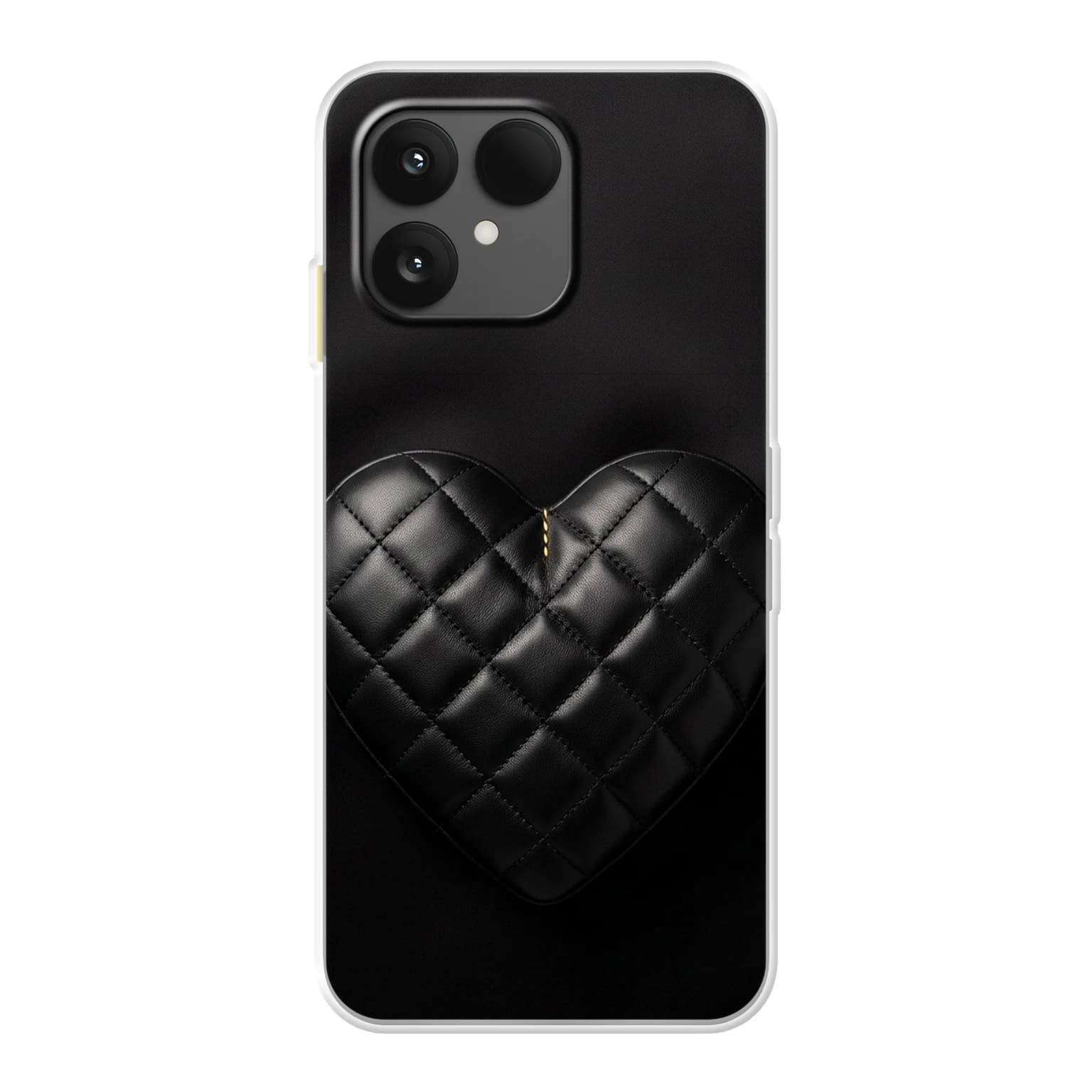 Transparent mjukt skal med namn för Fairphone 6 - Motiv: Quilted Lambskin Heart Design (tryckt design)