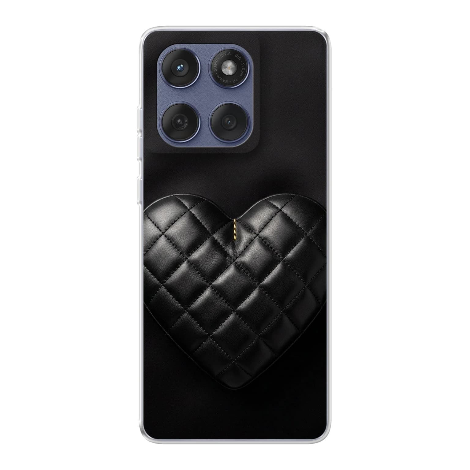 Transparent mjukt skal med namn för Motorola Edge 60 - Motiv: Quilted Lambskin Heart Design (tryckt design)