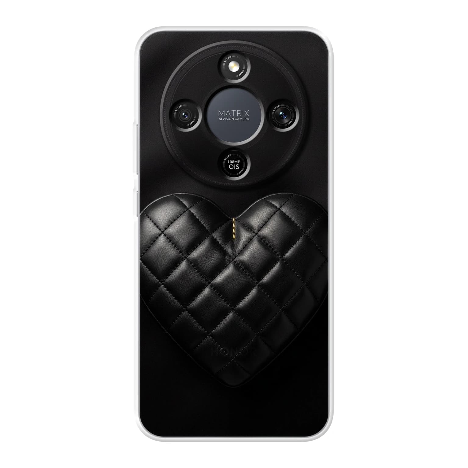 Transparent mjukt skal med namn för Honor MAGIC8 Lite - Motiv: Quilted Lambskin Heart Design (tryckt design)
