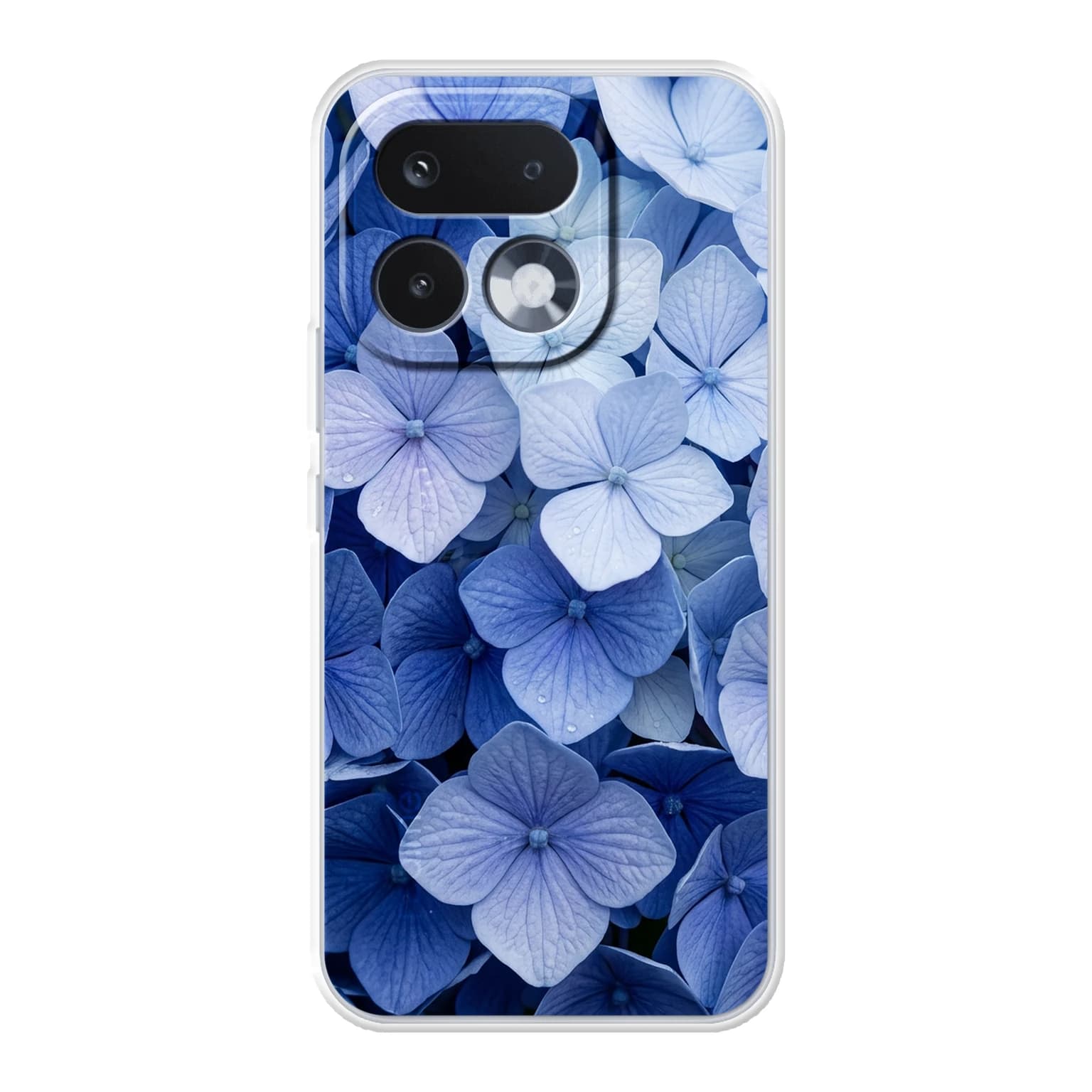 Transparent mjukt skal med namn för realme 16 Pro - Motiv: Blue Hydrangea Design (tryckt design)