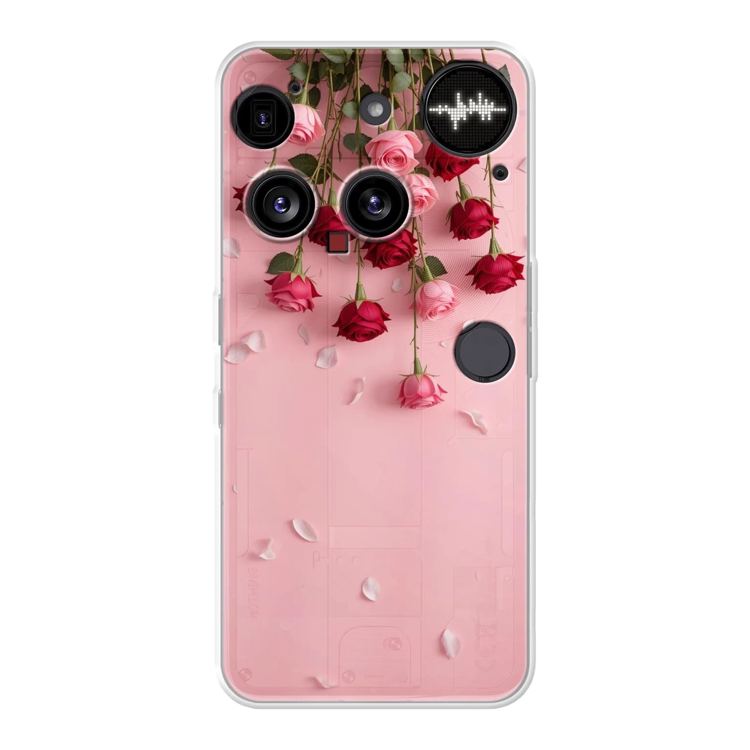 Transparent mjukt skal med namn för Nothing Phone (3) - Motiv: Romantic Rose Cascade Design (tryckt design)