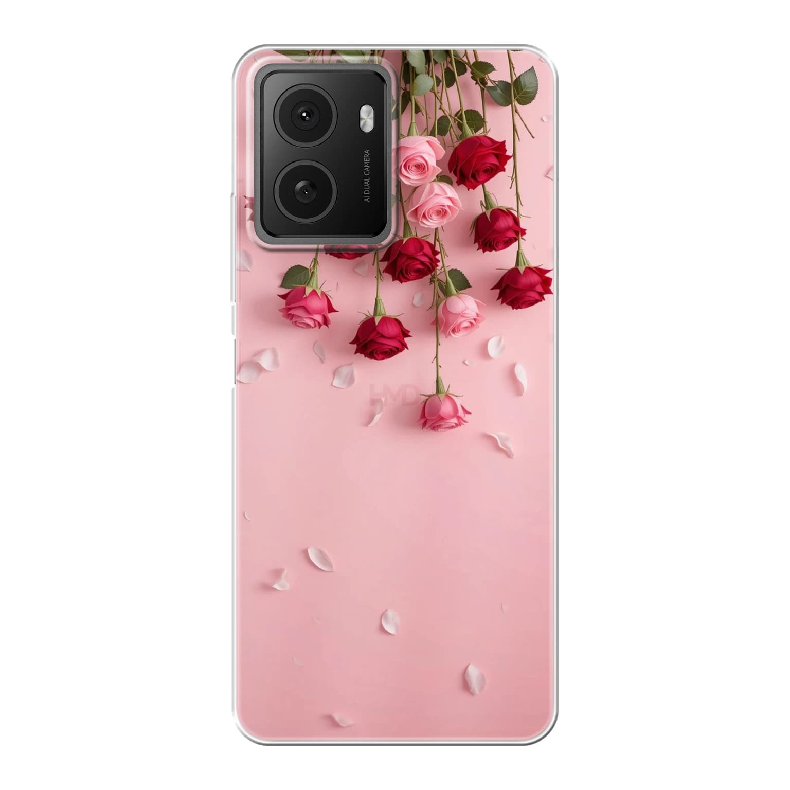 Transparent mjukt skal med namn för HMD Pulse Pro - Motiv: Romantic Rose Cascade Design (tryckt design)