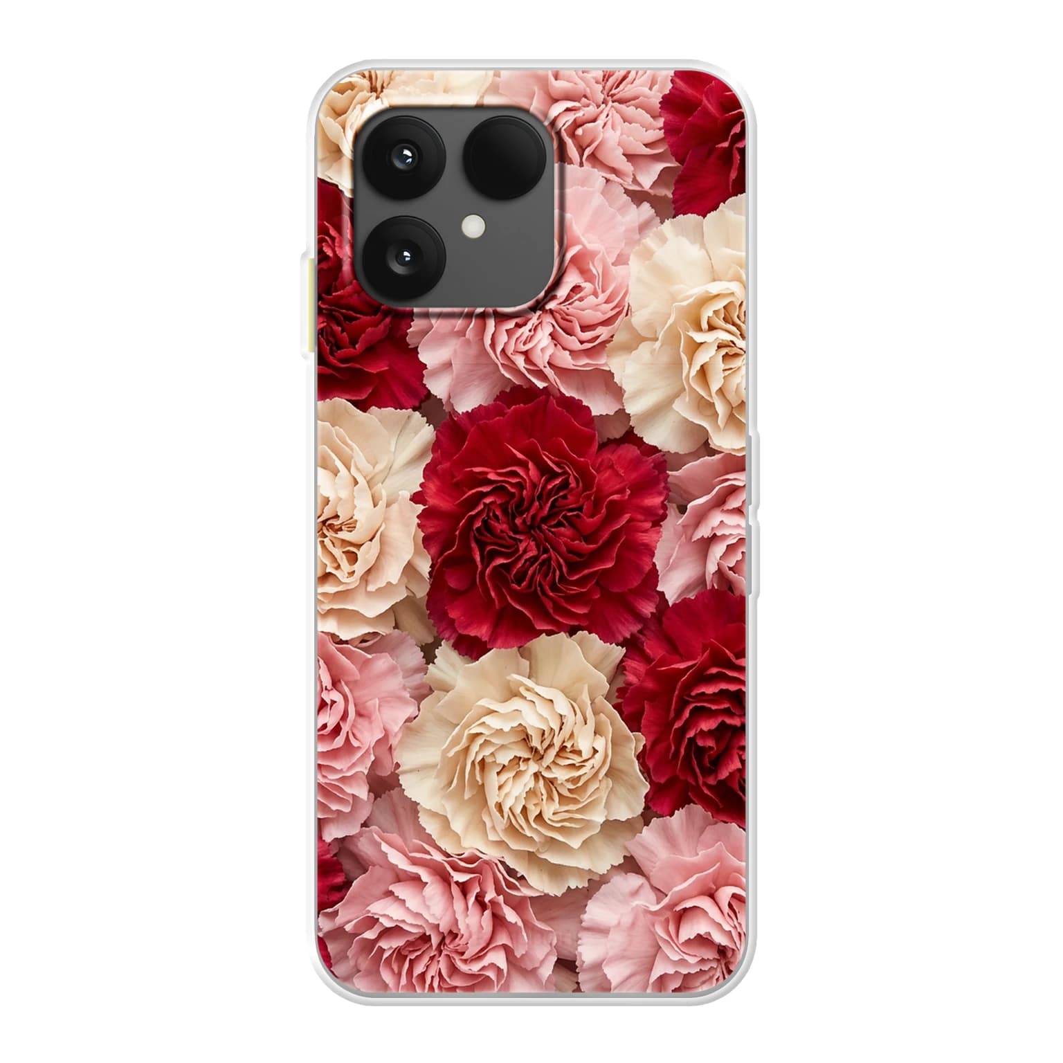 Transparent mjukt skal med namn för Fairphone 6 - Motiv: Carnation Design (tryckt design)
