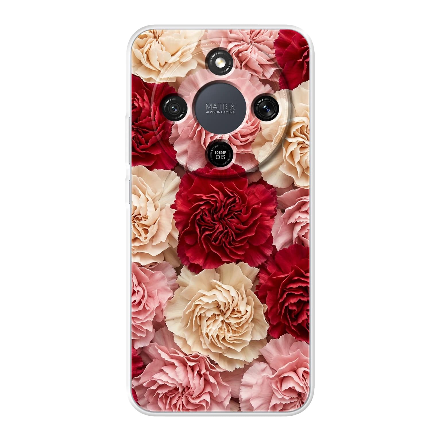 Transparent mjukt skal med namn för Honor MAGIC8 Lite - Motiv: Carnation Design (tryckt design)