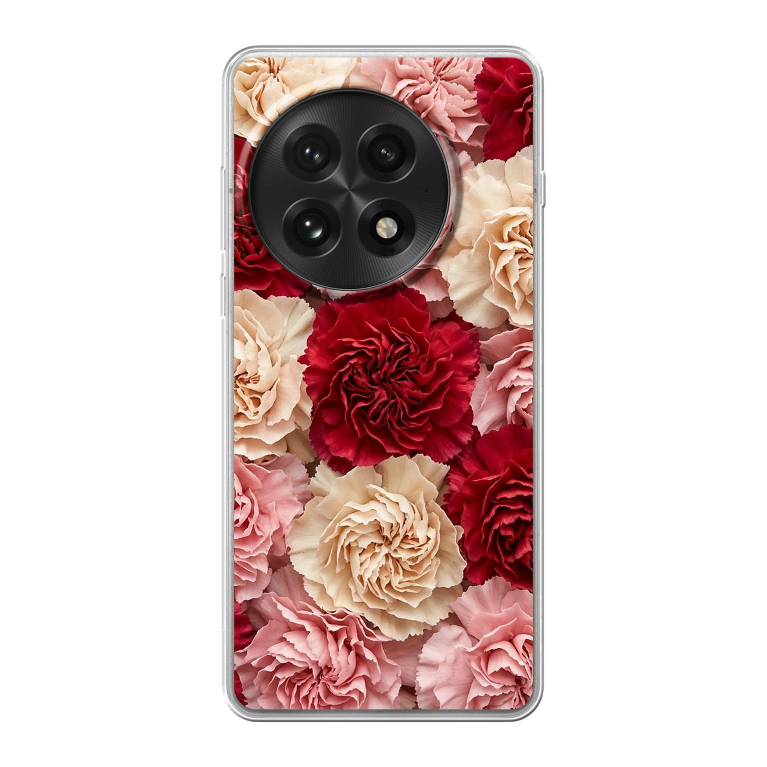 Transparent mjukt skal med namn för OnePlus 13 - Motiv: Carnation Design (tryckt design)