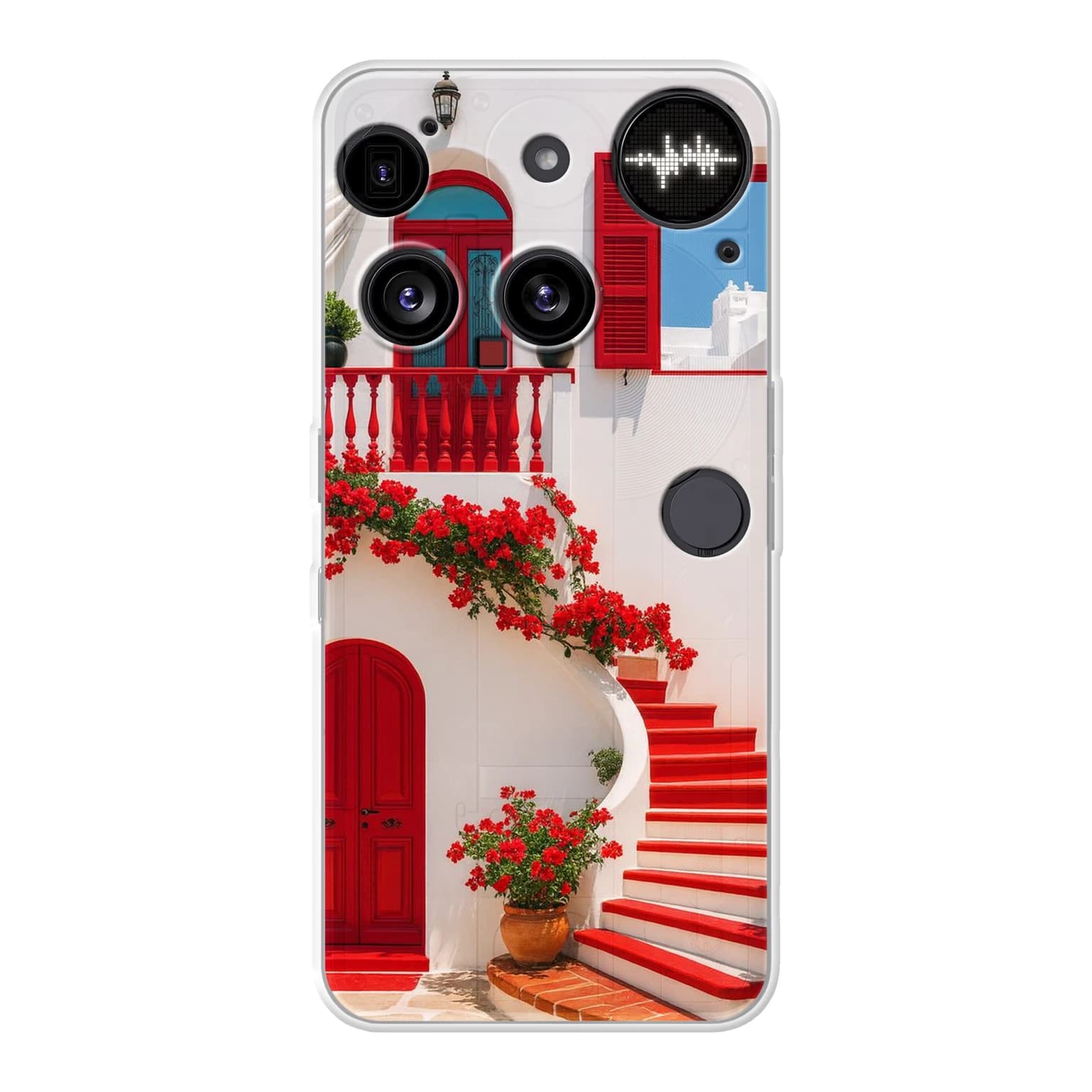 Transparent mjukt skal med namn för Nothing Phone (3) - Motiv: Aegean Red Bloom Design (tryckt design)