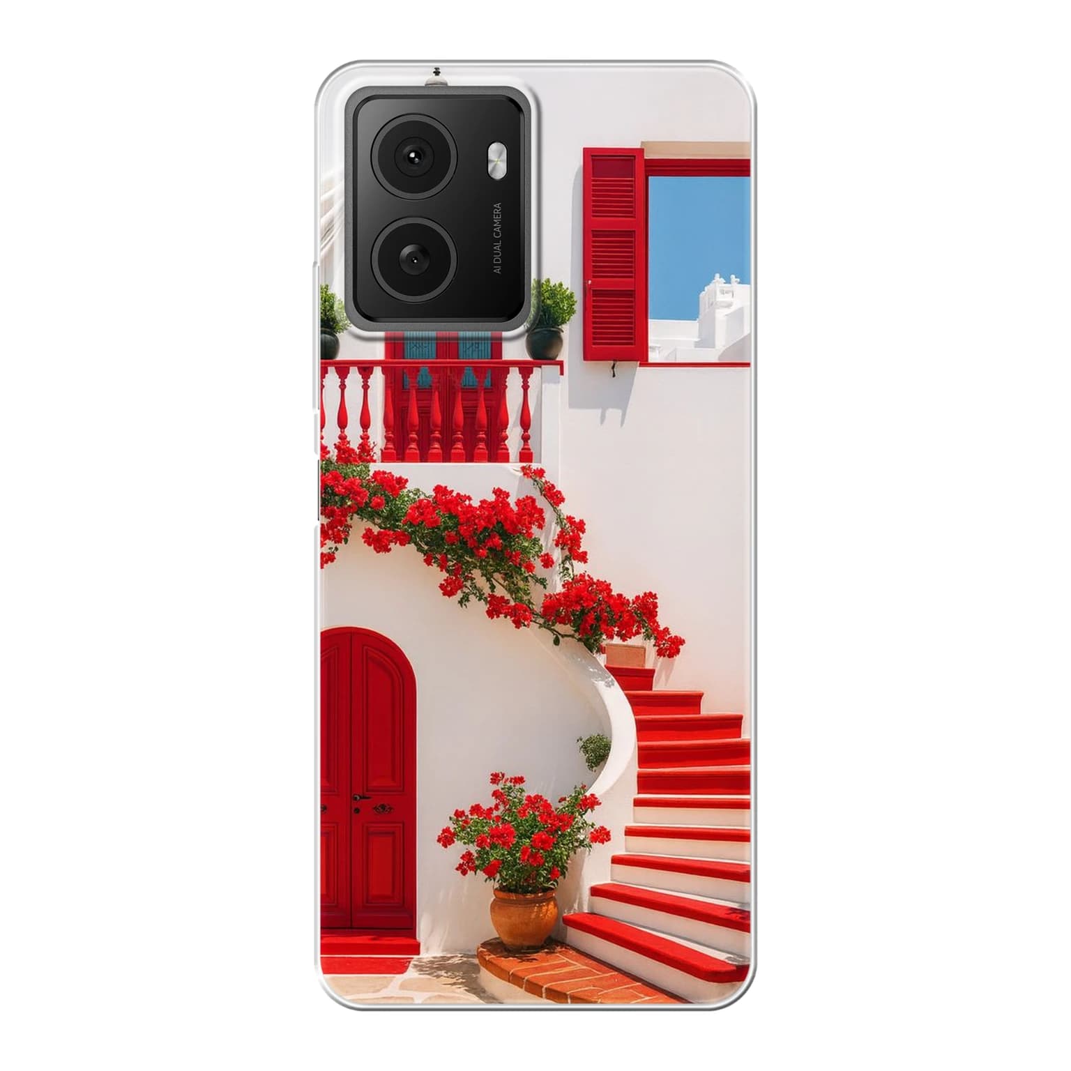 Transparent mjukt skal med namn för HMD Pulse Pro - Motiv: Aegean Red Bloom Design (tryckt design)