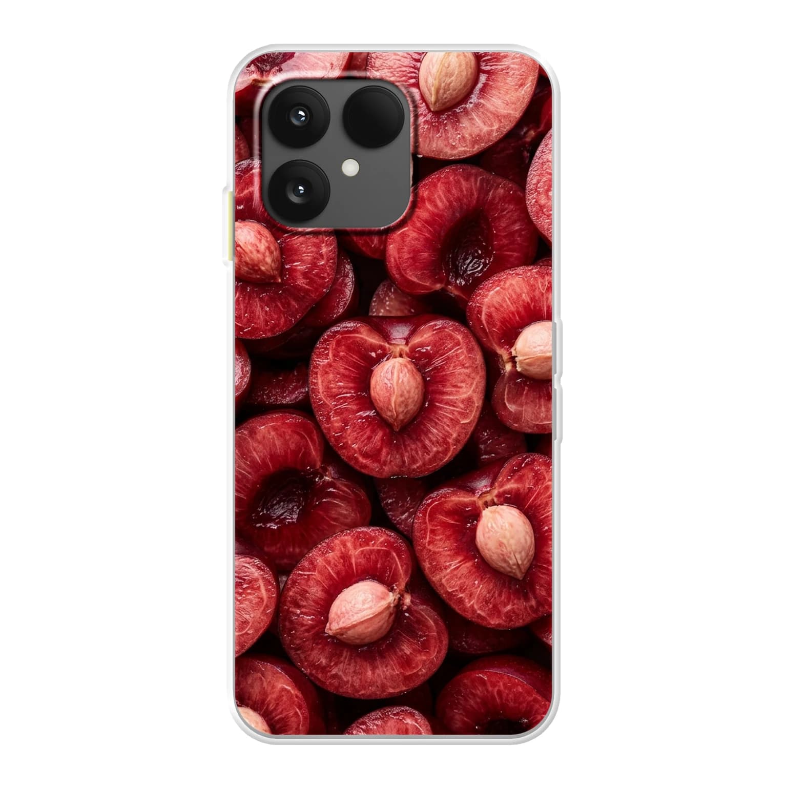 Transparent mjukt skal med namn för Fairphone 6 - Motiv: Cherry Cut Design (tryckt design)