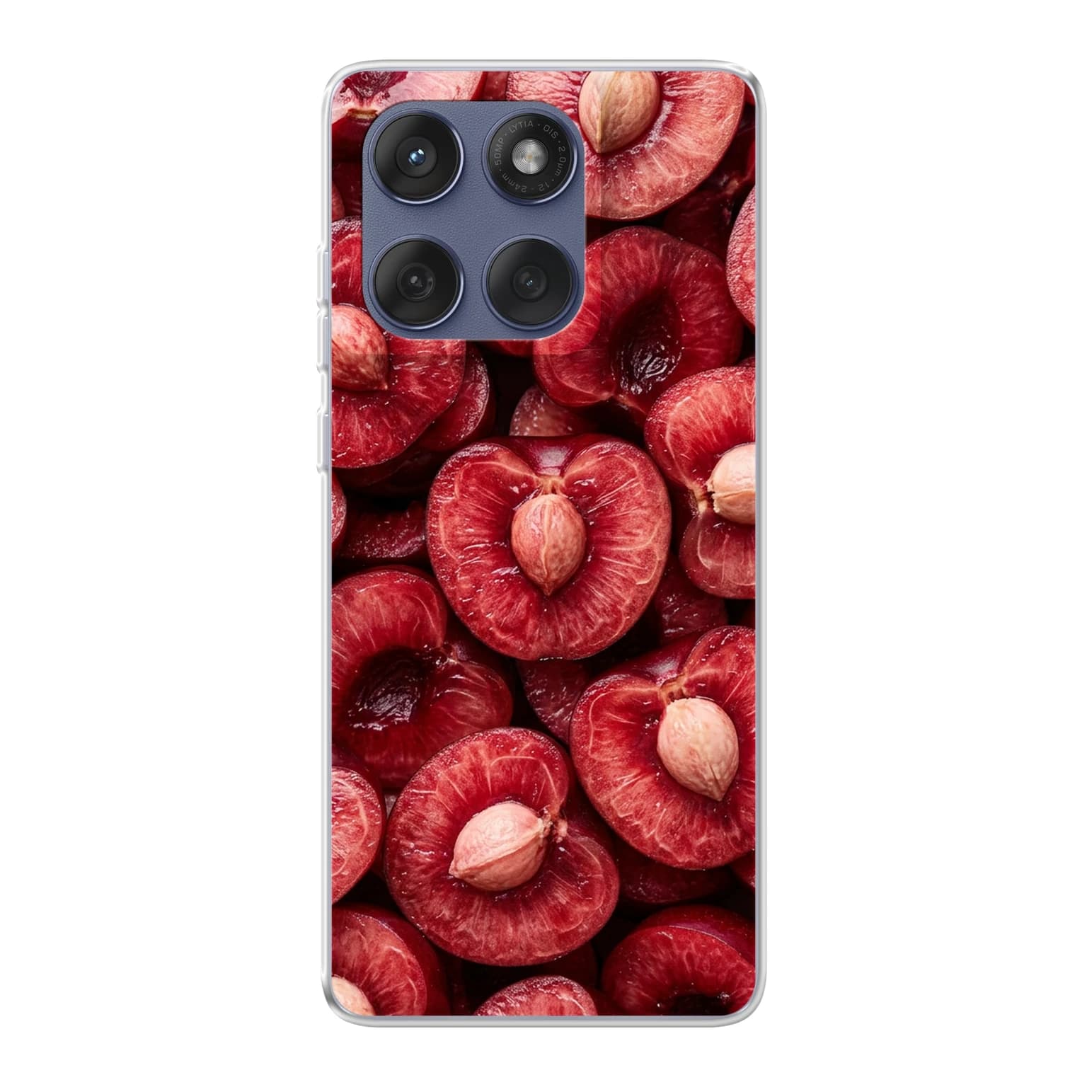 Transparent mjukt skal med namn för Motorola Edge 60 - Motiv: Cherry Cut Design (tryckt design)