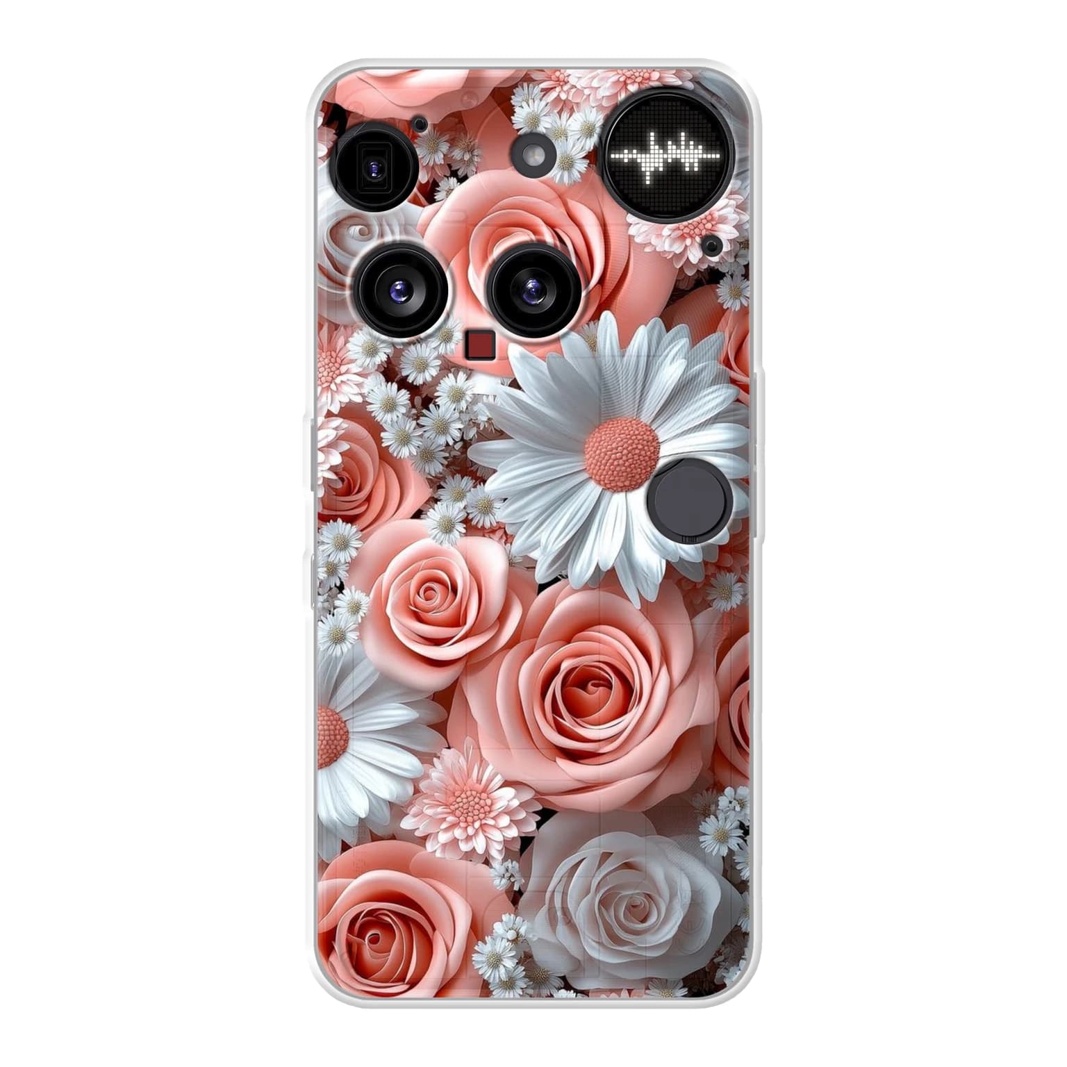 Transparent mjukt skal med namn för Nothing Phone (3) - Motiv: Blushing Petal Bloom Design 2 (tryckt design)