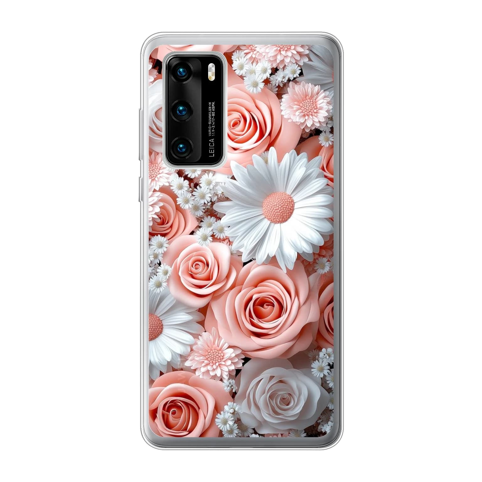 Transparent mjukt skal med namn för Huawei P40 - Motiv: Blushing Petal Bloom Design 2 (tryckt design)