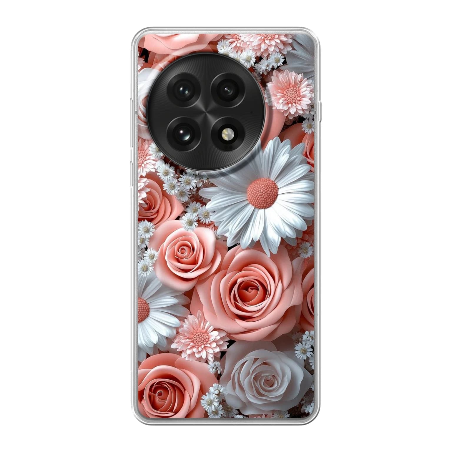 Transparent mjukt skal med namn för OnePlus 13 - Motiv: Blushing Petal Bloom Design 2 (tryckt design)