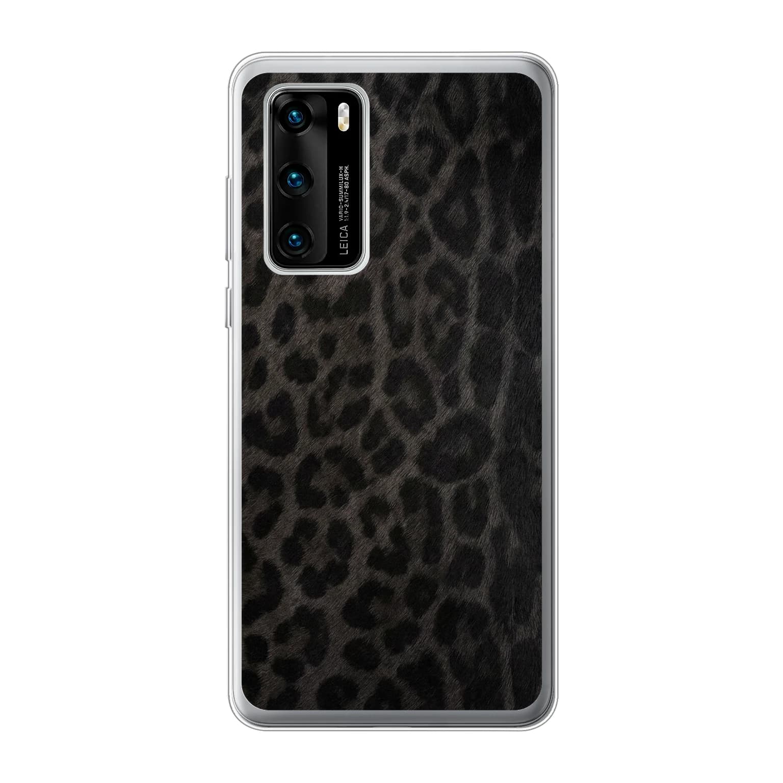 Transparent mjukt skal med namn för Huawei P40 - Motiv: Black Tonal Leopard Design (tryckt design)