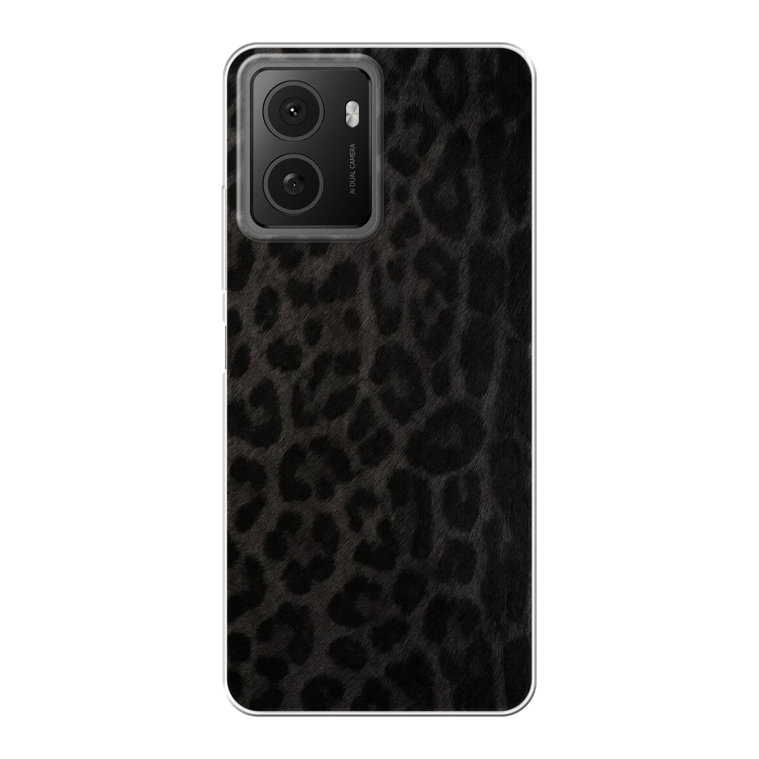 Transparent mjukt skal med namn för HMD Pulse Pro - Motiv: Black Tonal Leopard Design (tryckt design)
