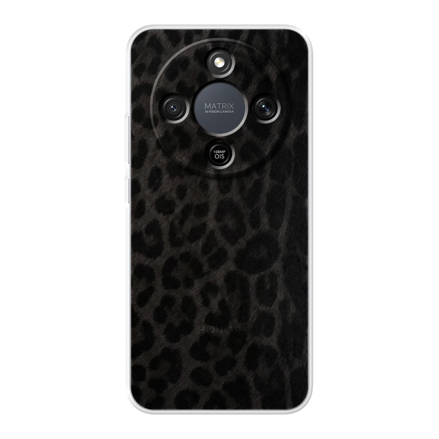 Transparent mjukt skal med namn för Honor MAGIC8 Lite - Motiv: Black Tonal Leopard Design (tryckt design)