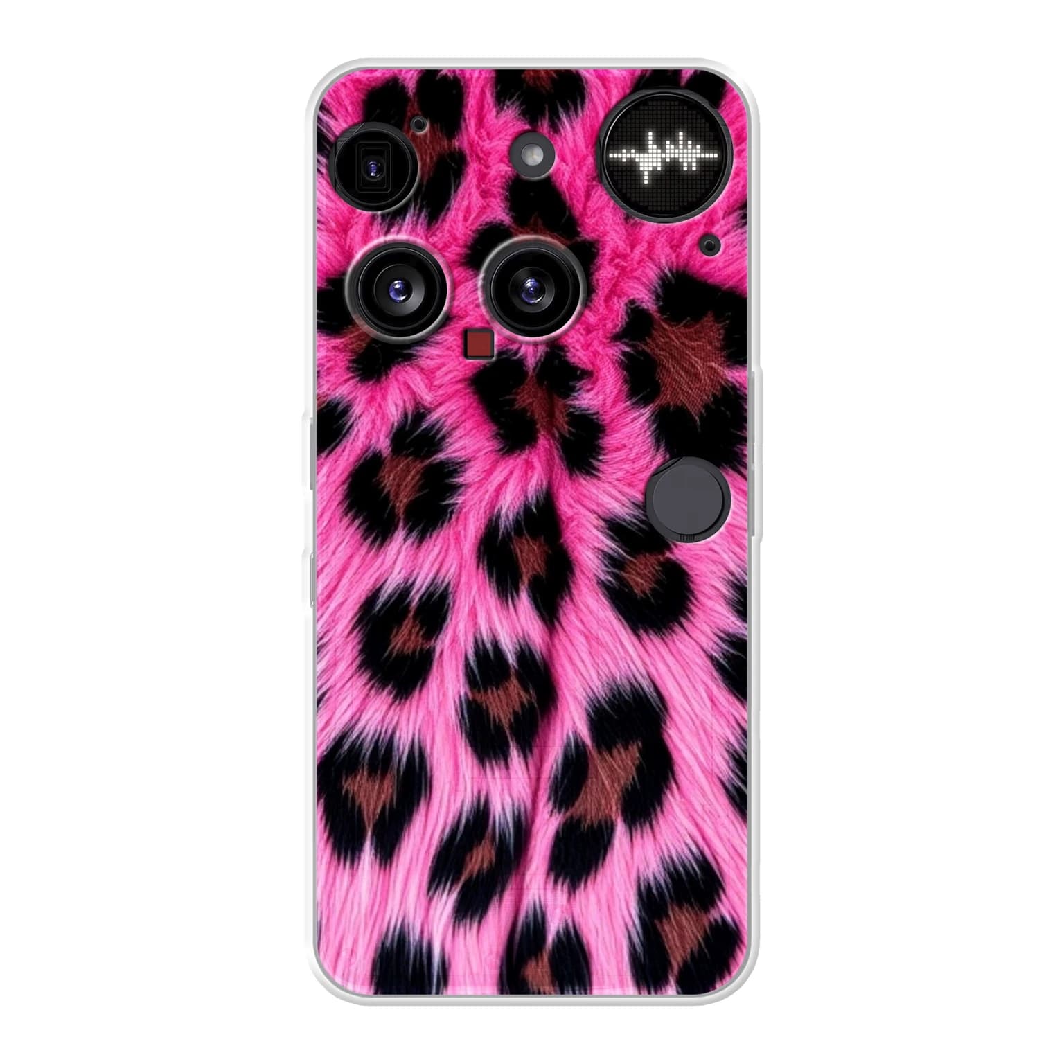 Transparent mjukt skal med namn för Nothing Phone (3) - Motiv: Fuchsia Leopard Luxe Design (tryckt design)