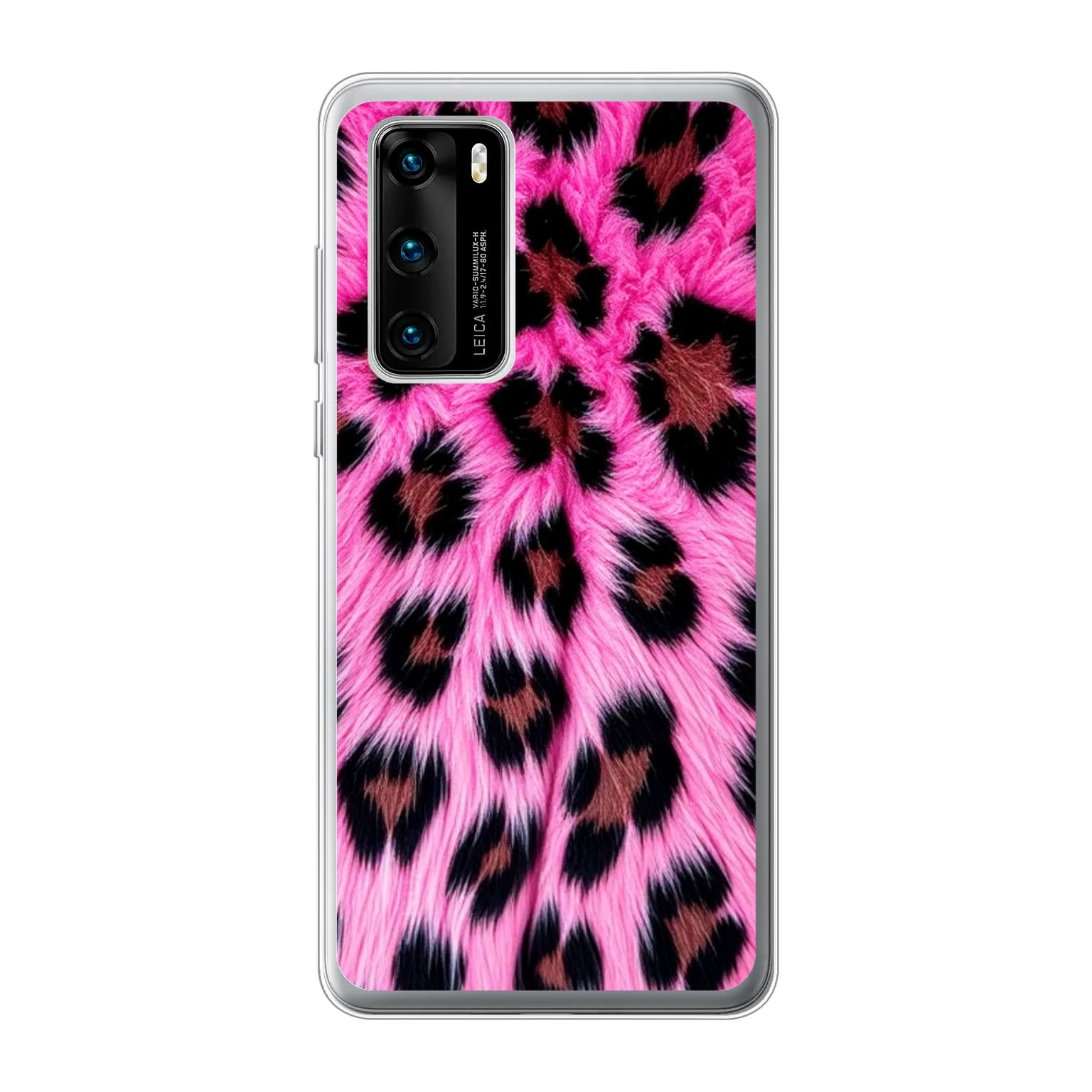 Transparent mjukt skal med namn för Huawei P40 - Motiv: Fuchsia Leopard Luxe Design (tryckt design)