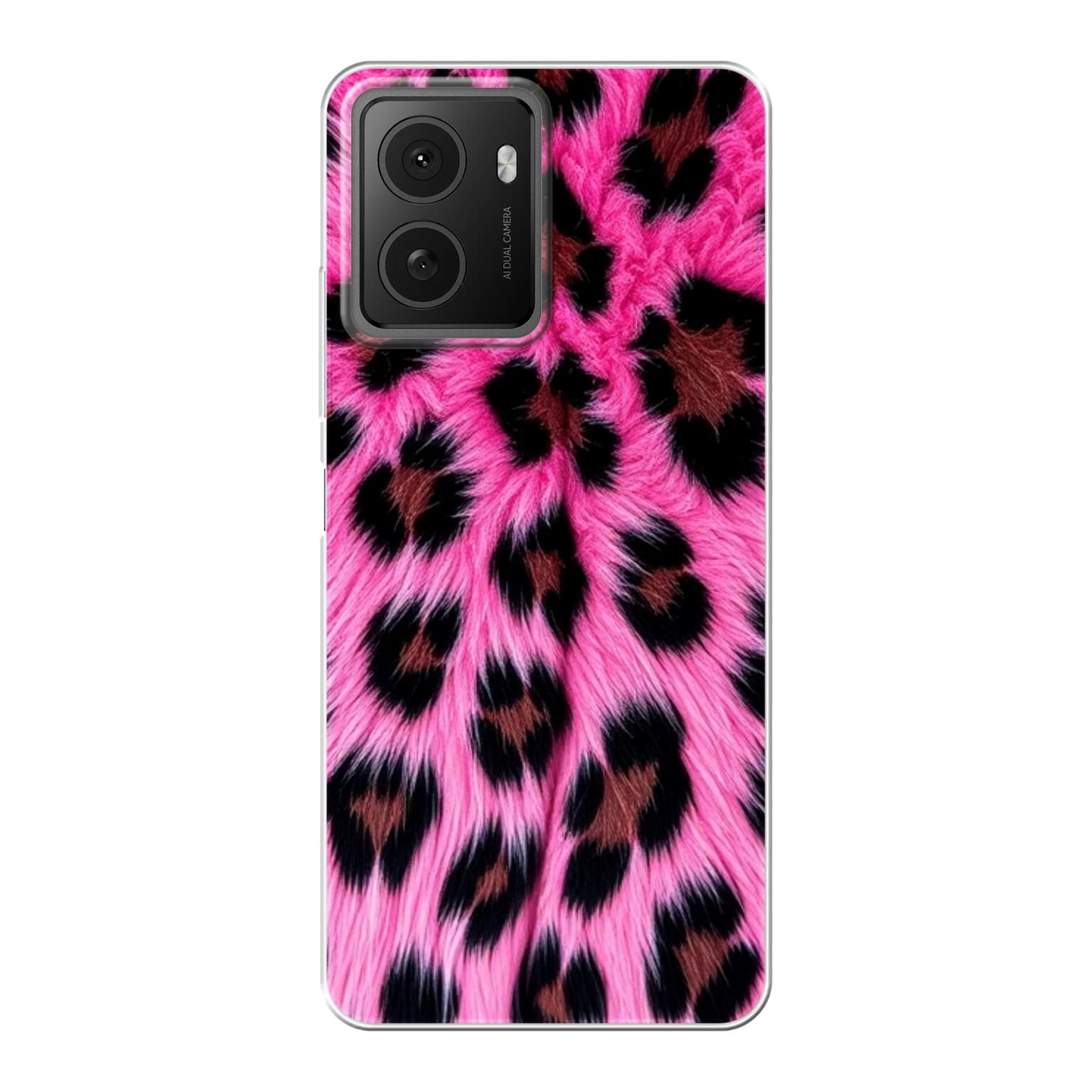 Transparent mjukt skal med namn för HMD Pulse Pro - Motiv: Fuchsia Leopard Luxe Design (tryckt design)