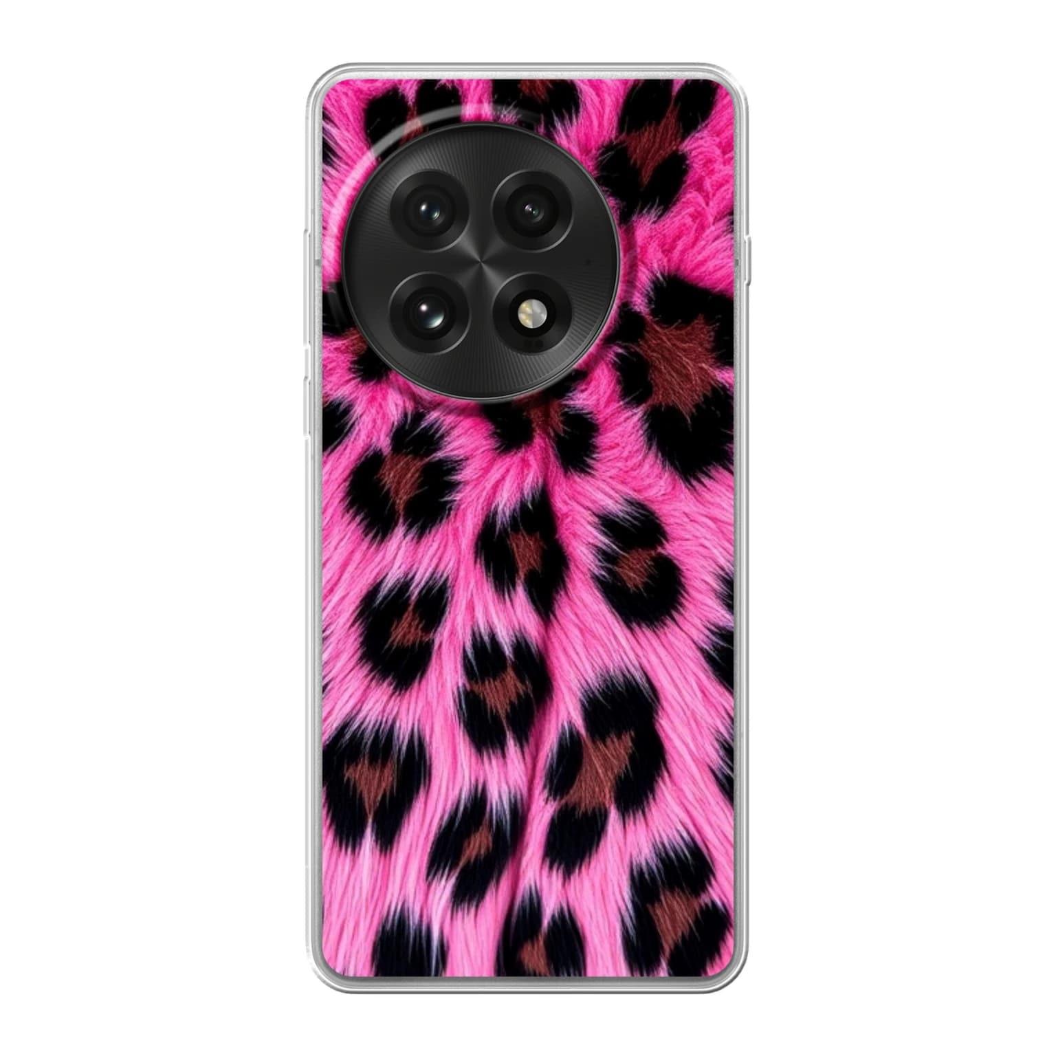 Transparent mjukt skal med namn för OnePlus 13 - Motiv: Fuchsia Leopard Luxe Design (tryckt design)