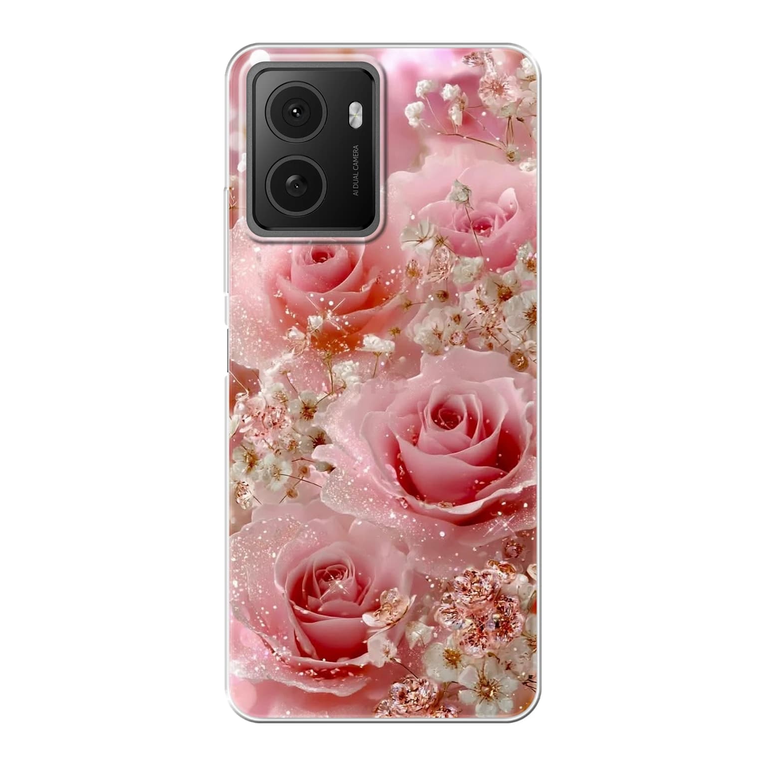 Transparent mjukt skal med namn för HMD Pulse Pro - Motiv: Enchanted Rose Shimmer Design (tryckt design)