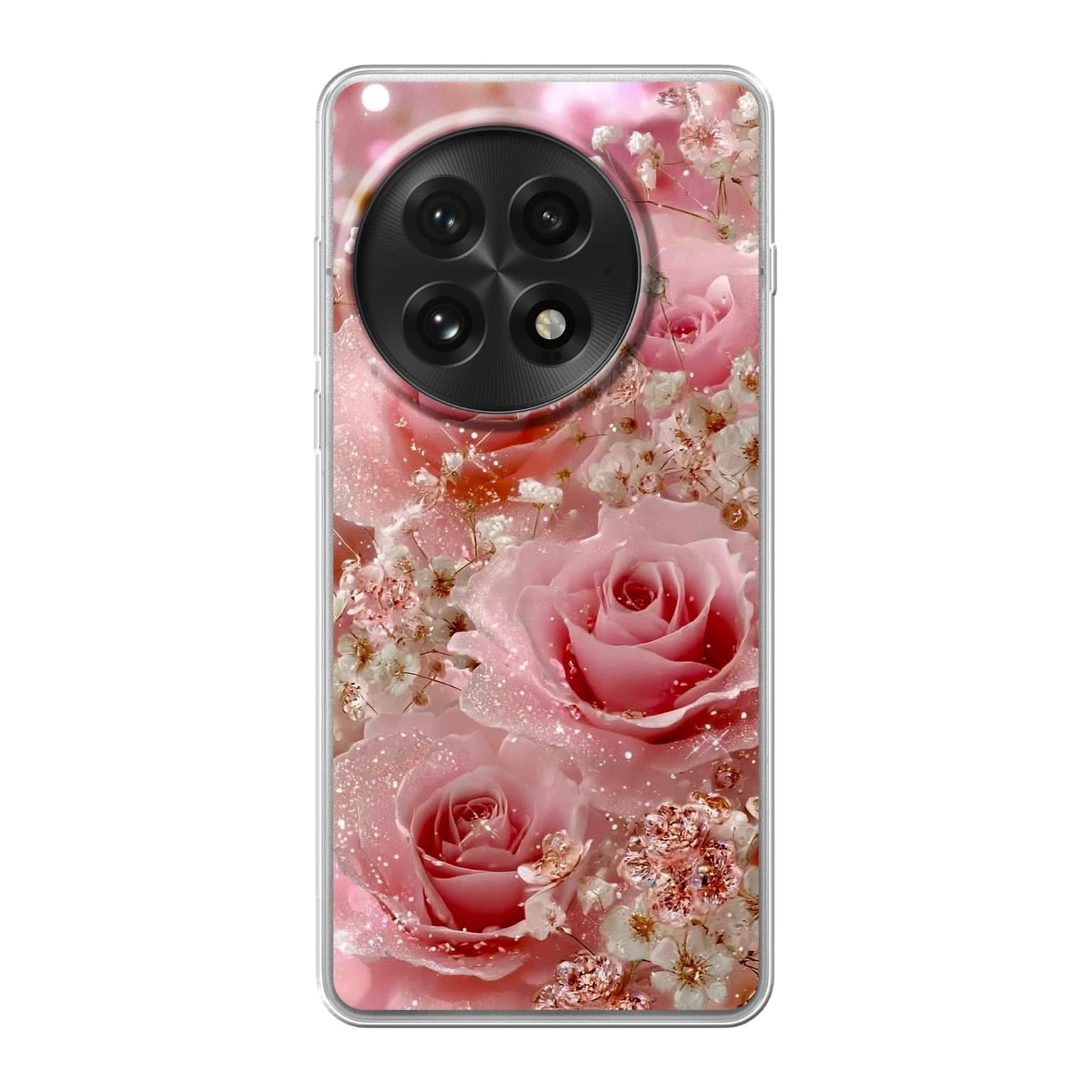 Transparent mjukt skal med namn för OnePlus 13 - Motiv: Enchanted Rose Shimmer Design (tryckt design)