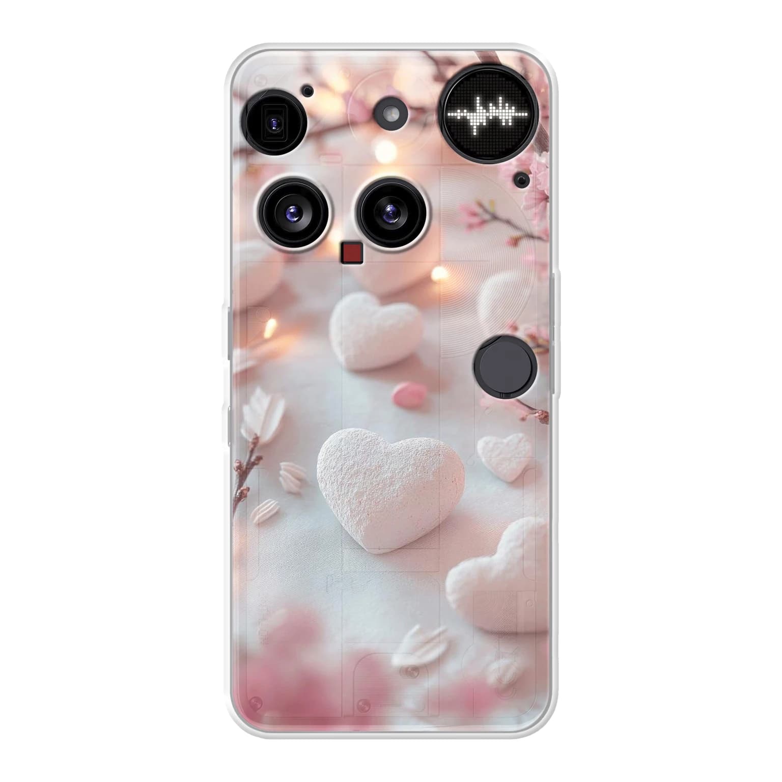 Transparent mjukt skal med namn för Nothing Phone (3) - Motiv: Sweetheart Blossom Design (tryckt design)