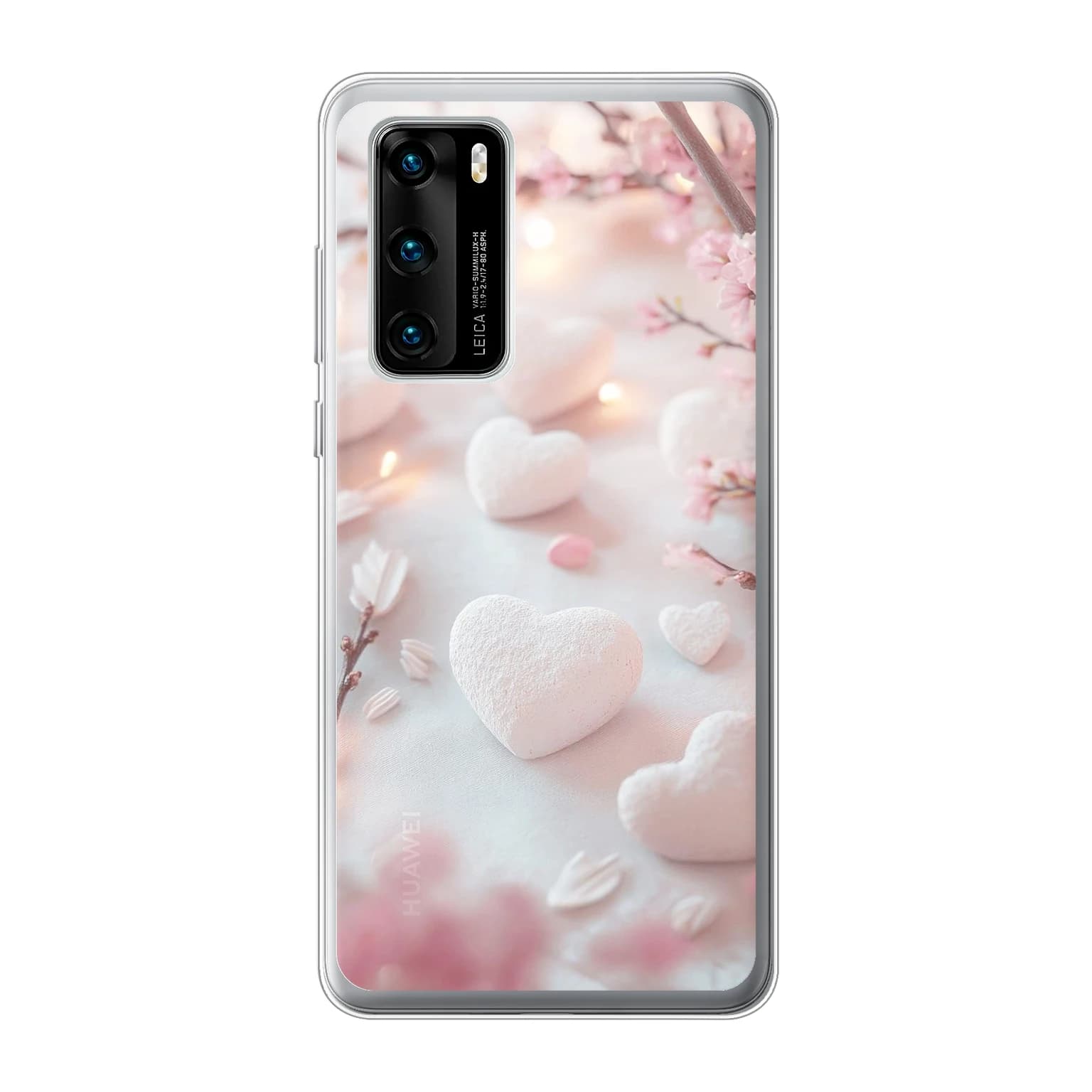Transparent mjukt skal med namn för Huawei P40 - Motiv: Sweetheart Blossom Design (tryckt design)