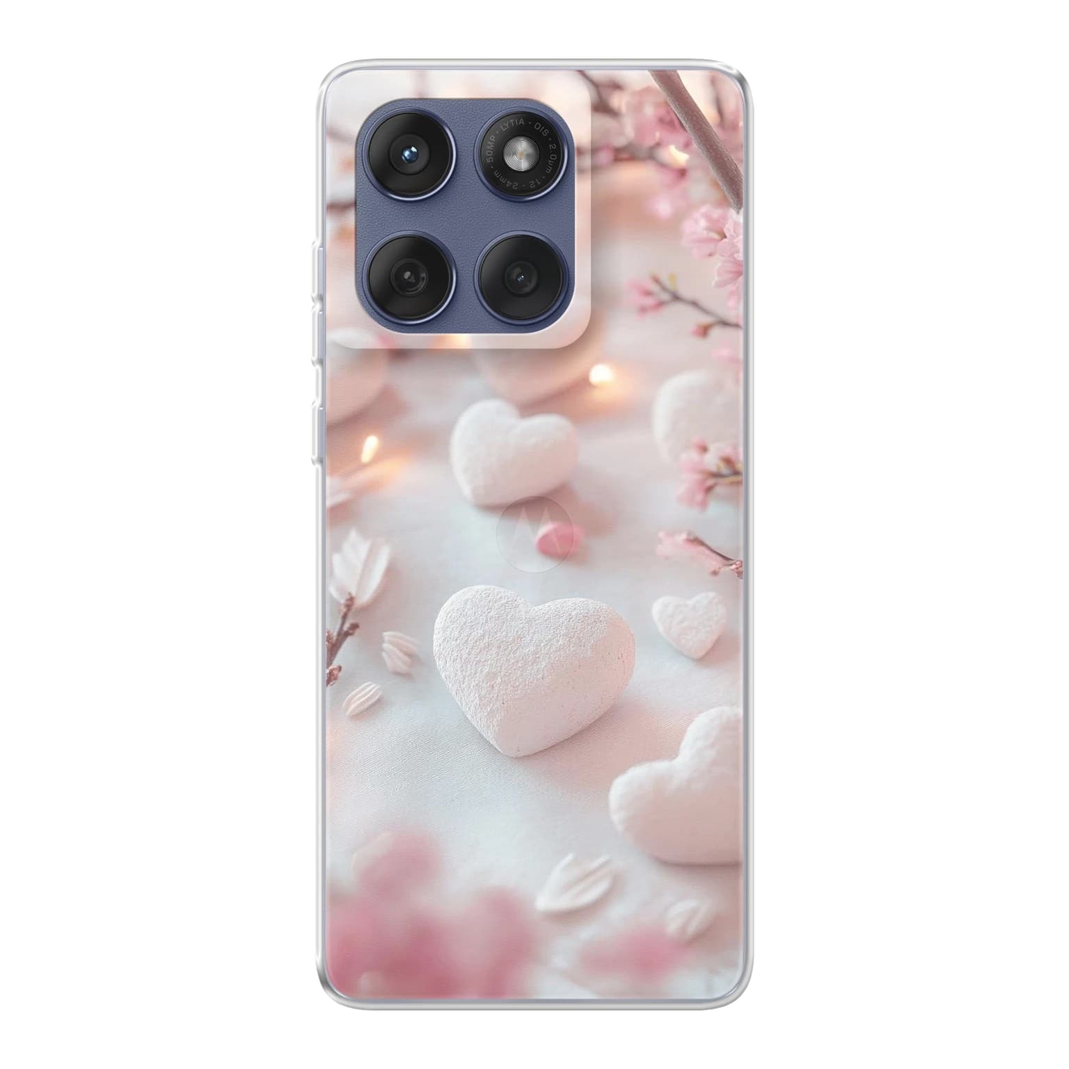 Transparent mjukt skal med namn för Motorola Edge 60 - Motiv: Sweetheart Blossom Design (tryckt design)