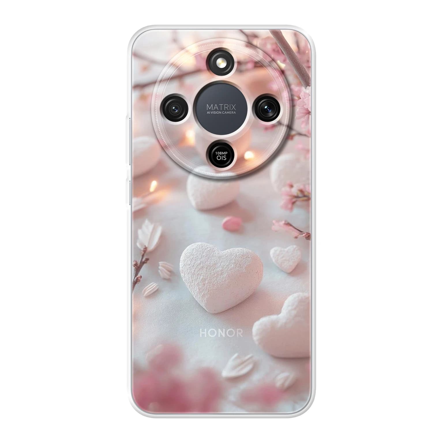 Transparent mjukt skal med namn för Honor MAGIC8 Lite - Motiv: Sweetheart Blossom Design (tryckt design)