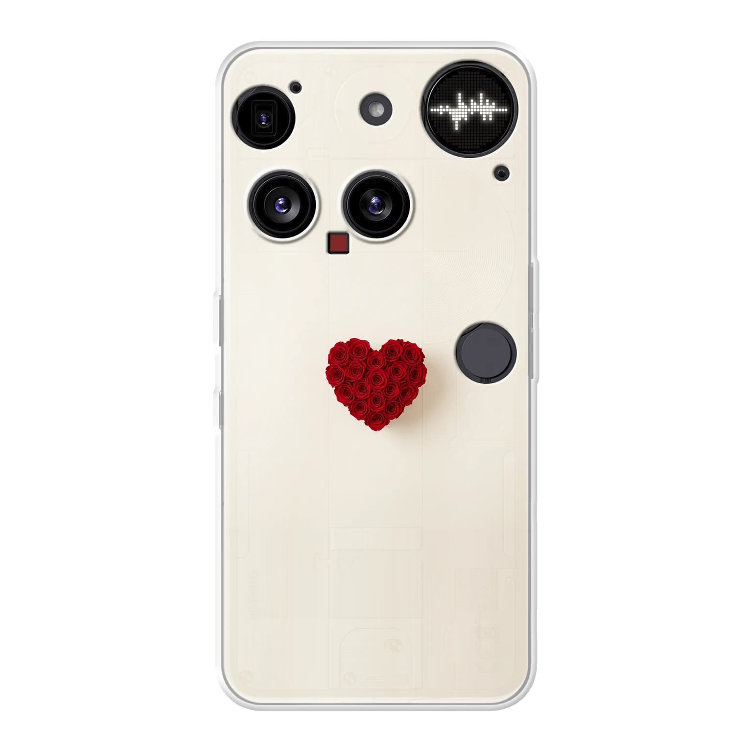 Transparent mjukt skal med namn för Nothing Phone (3) - Motiv: Red Rose Heart Design (tryckt design)