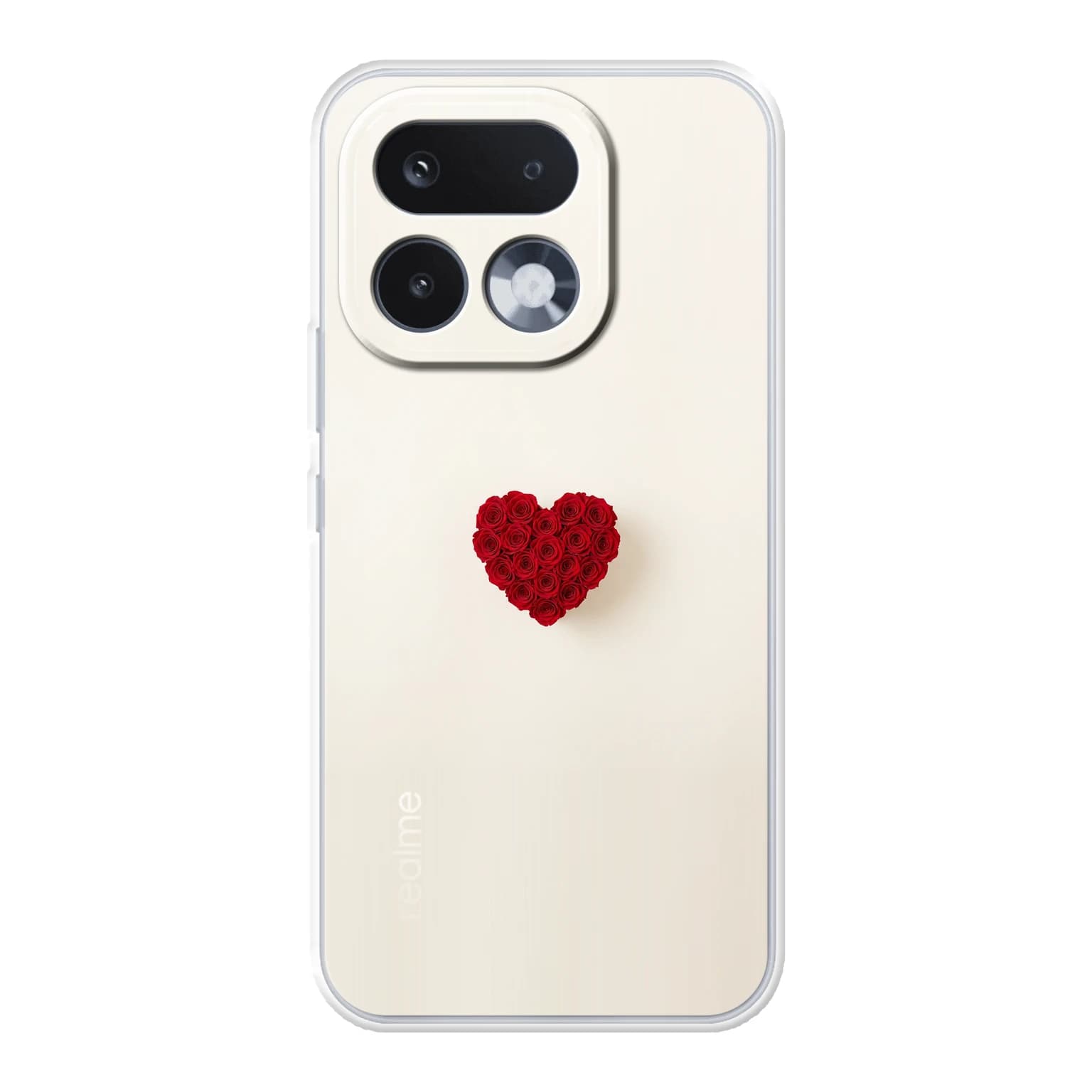 Transparent mjukt skal med namn för realme 16 Pro - Motiv: Red Rose Heart Design (tryckt design)